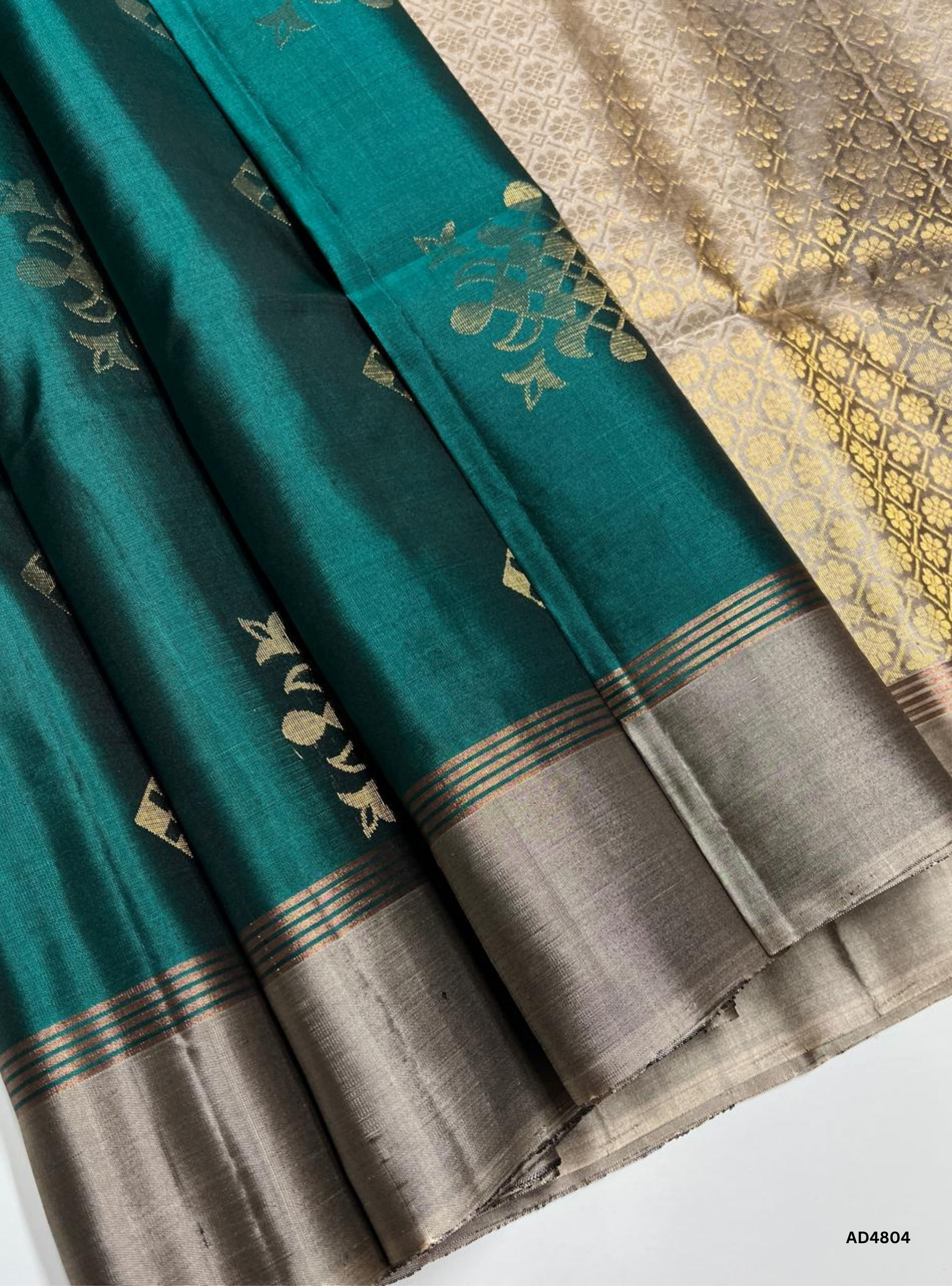 Green & Grey - Soft Silk Saree