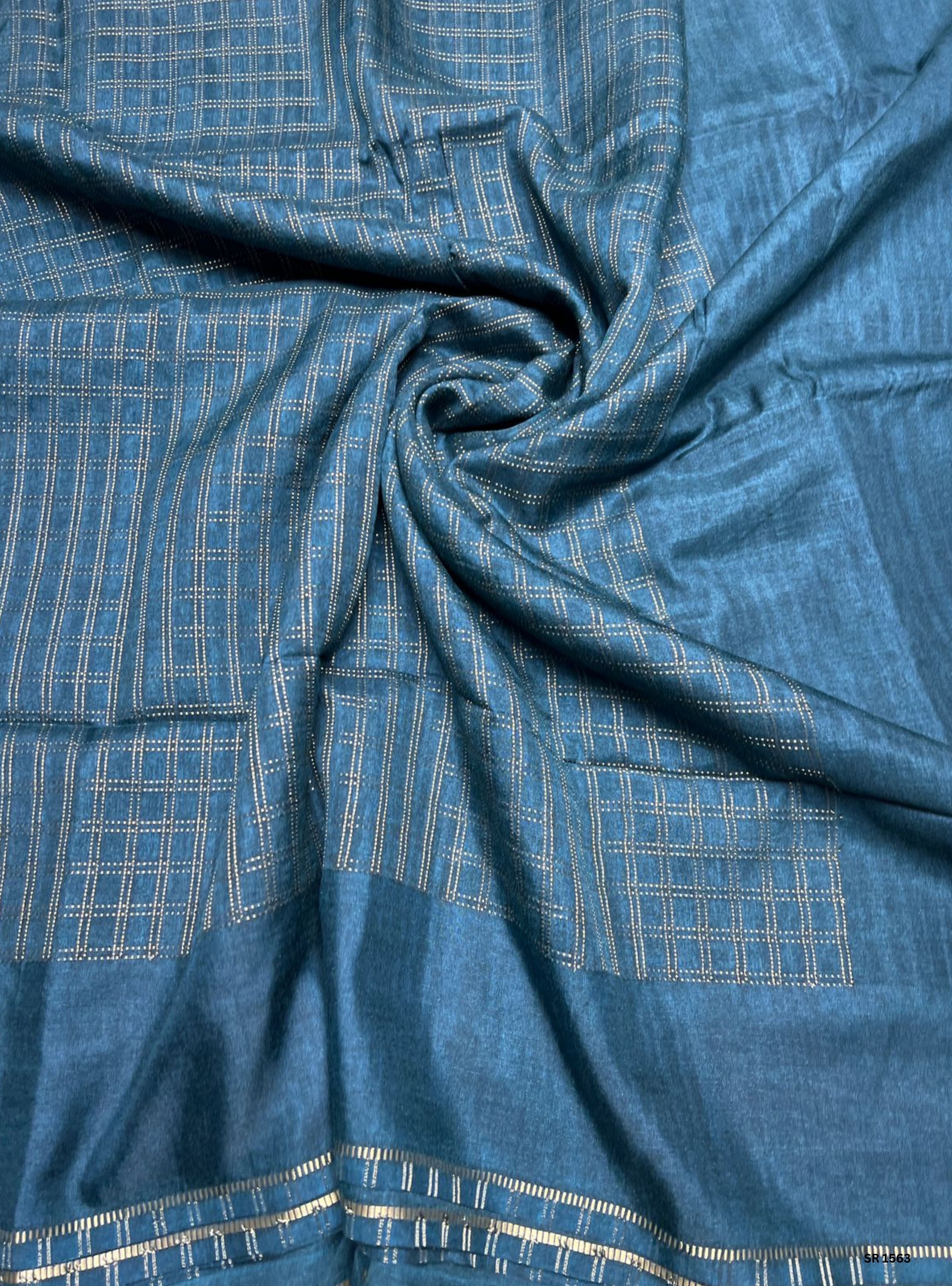 Teal - Moonga Tussar Saree