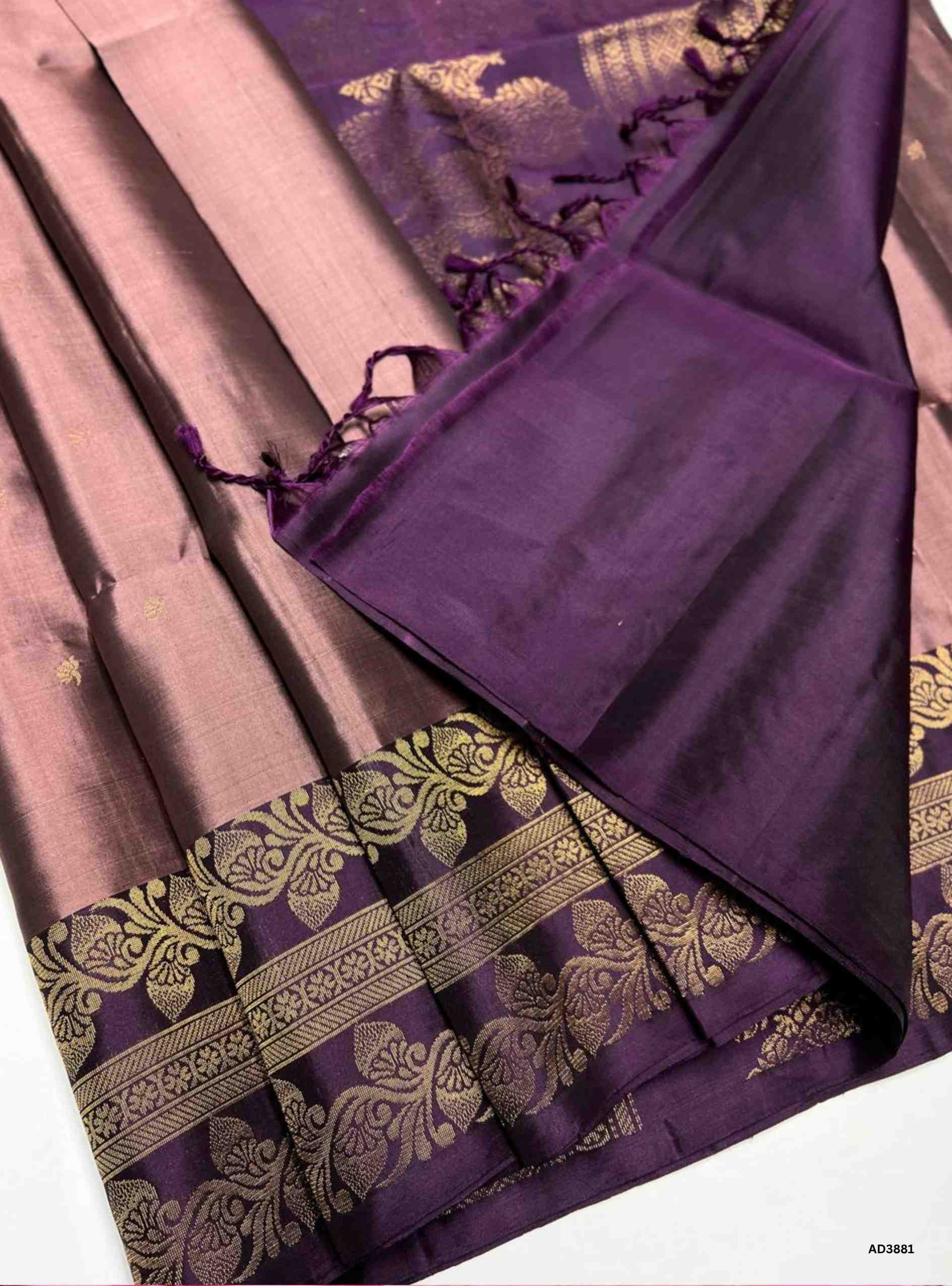 Coco & Burgundy - One Side Fancy Border Soft Silk Saree