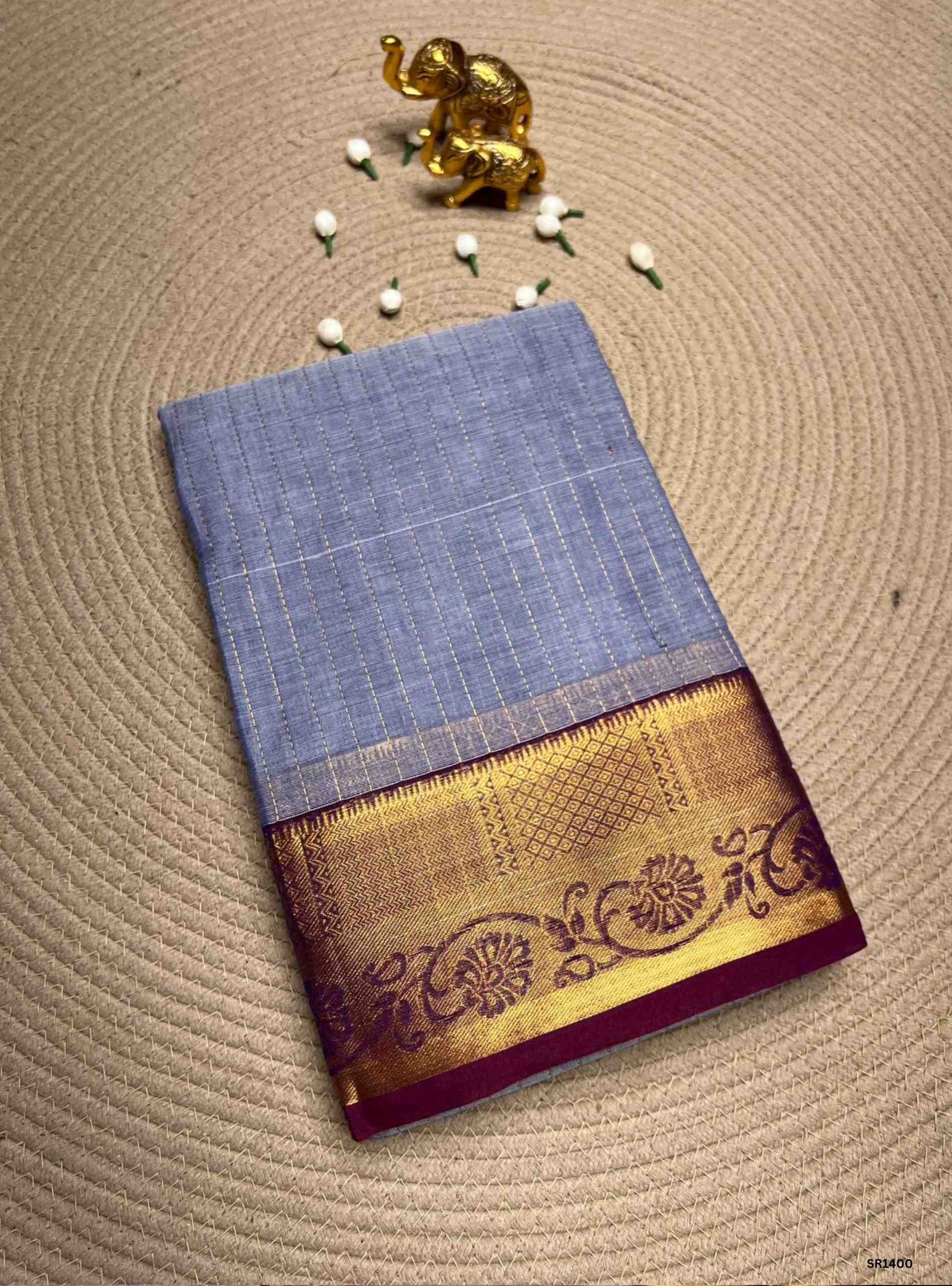 Grey & Magenta - Kanchi Cotton Saree