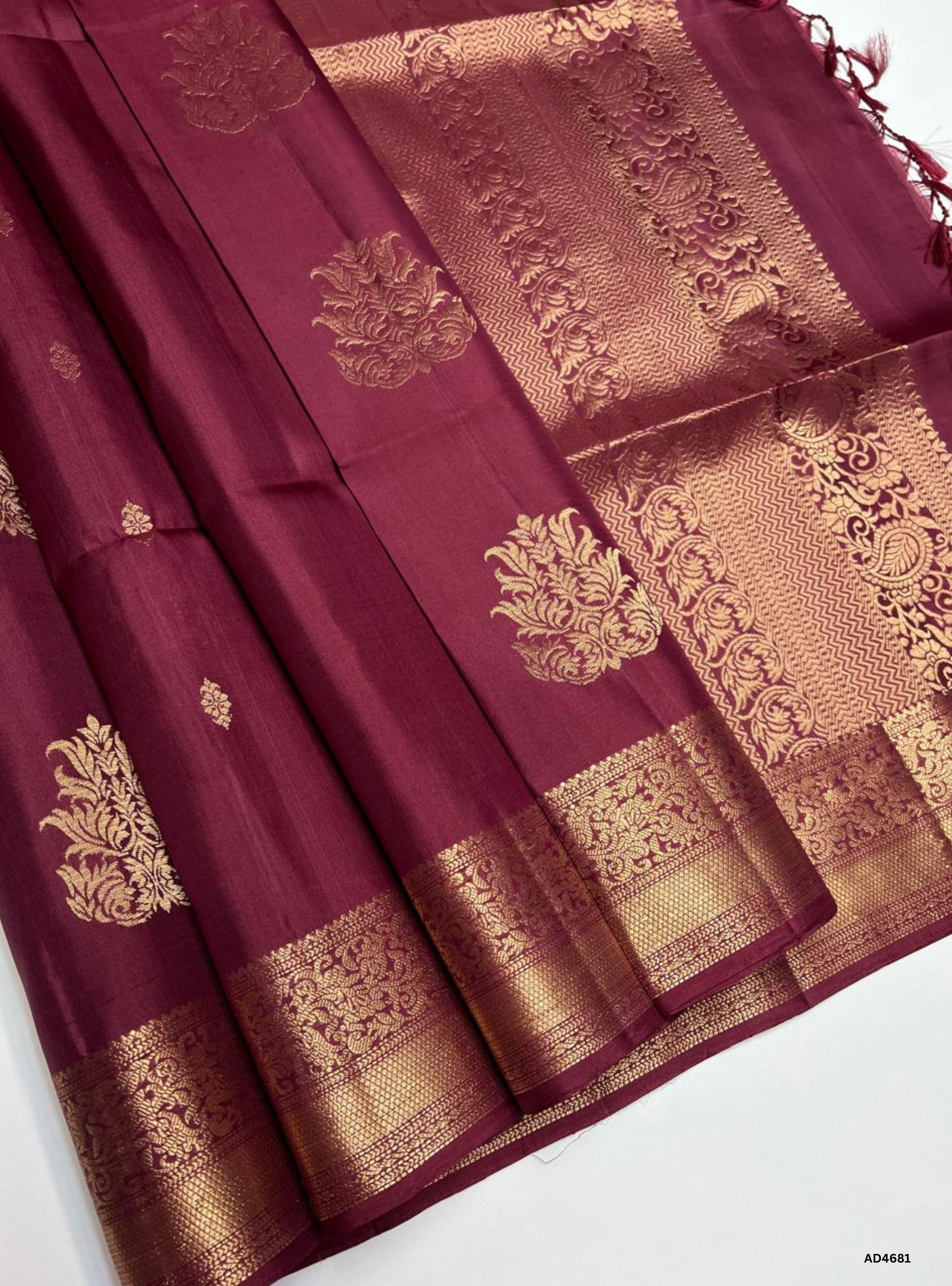 Crimson Maroon - Kanchi Border Soft Silk Saree