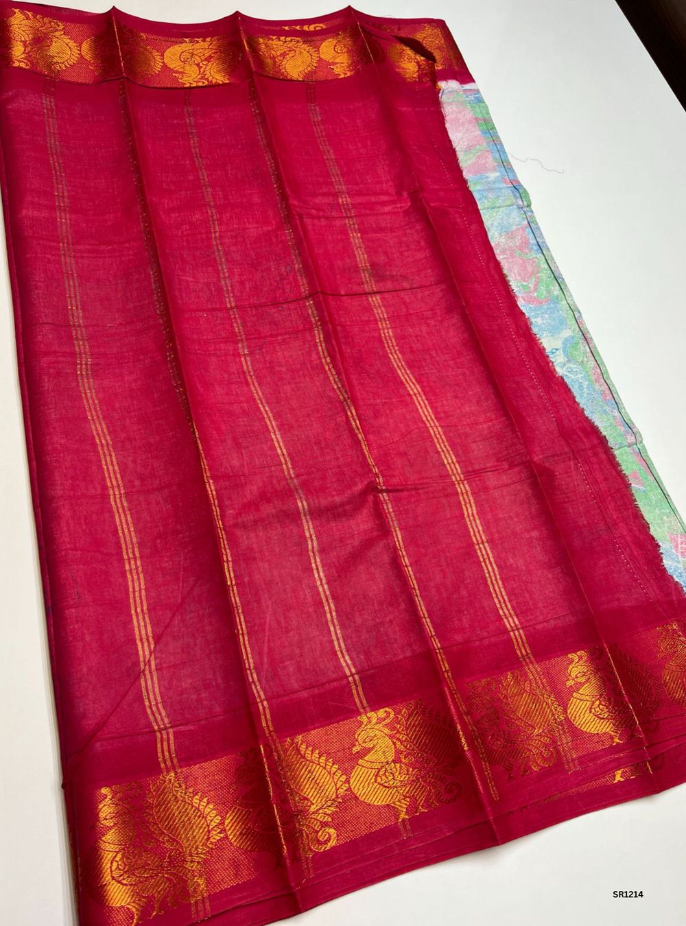 Baby Pink & Dark Pink - Marble Print Chungudi Cotton