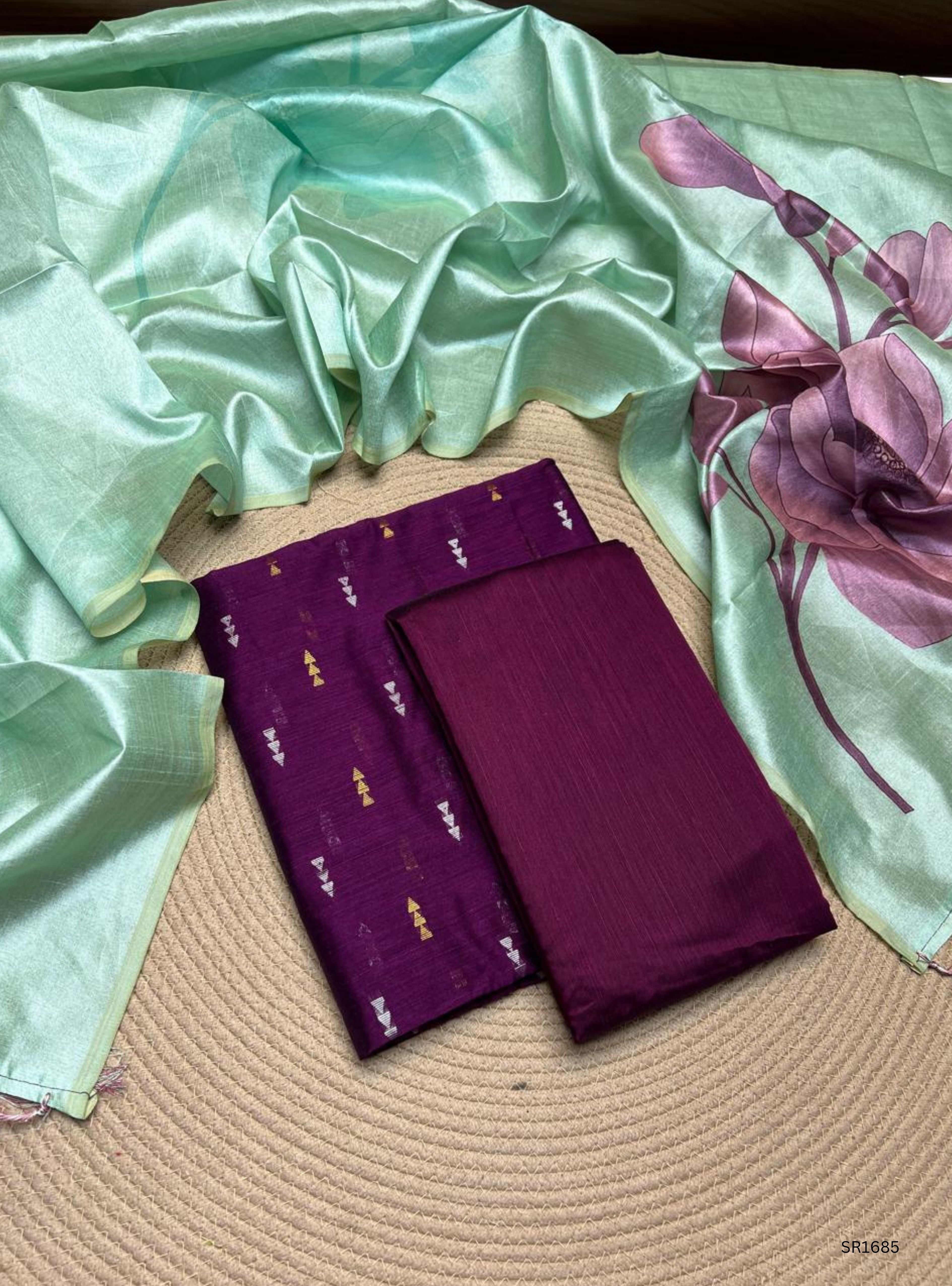 Magenta - Raw Silk Unstiched Suit 3 Pc Set
