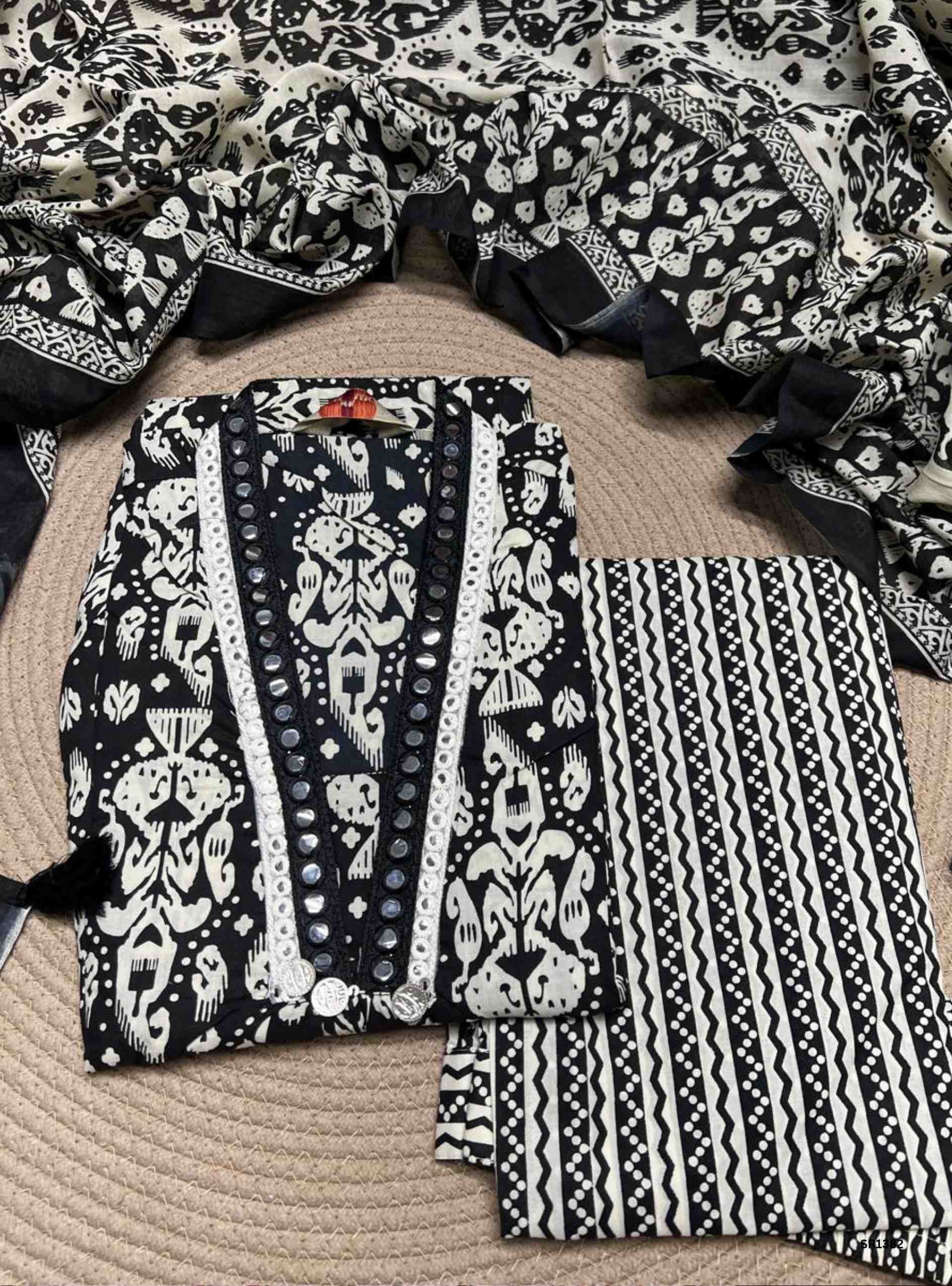 Black & White - 3 pc Salwar Set