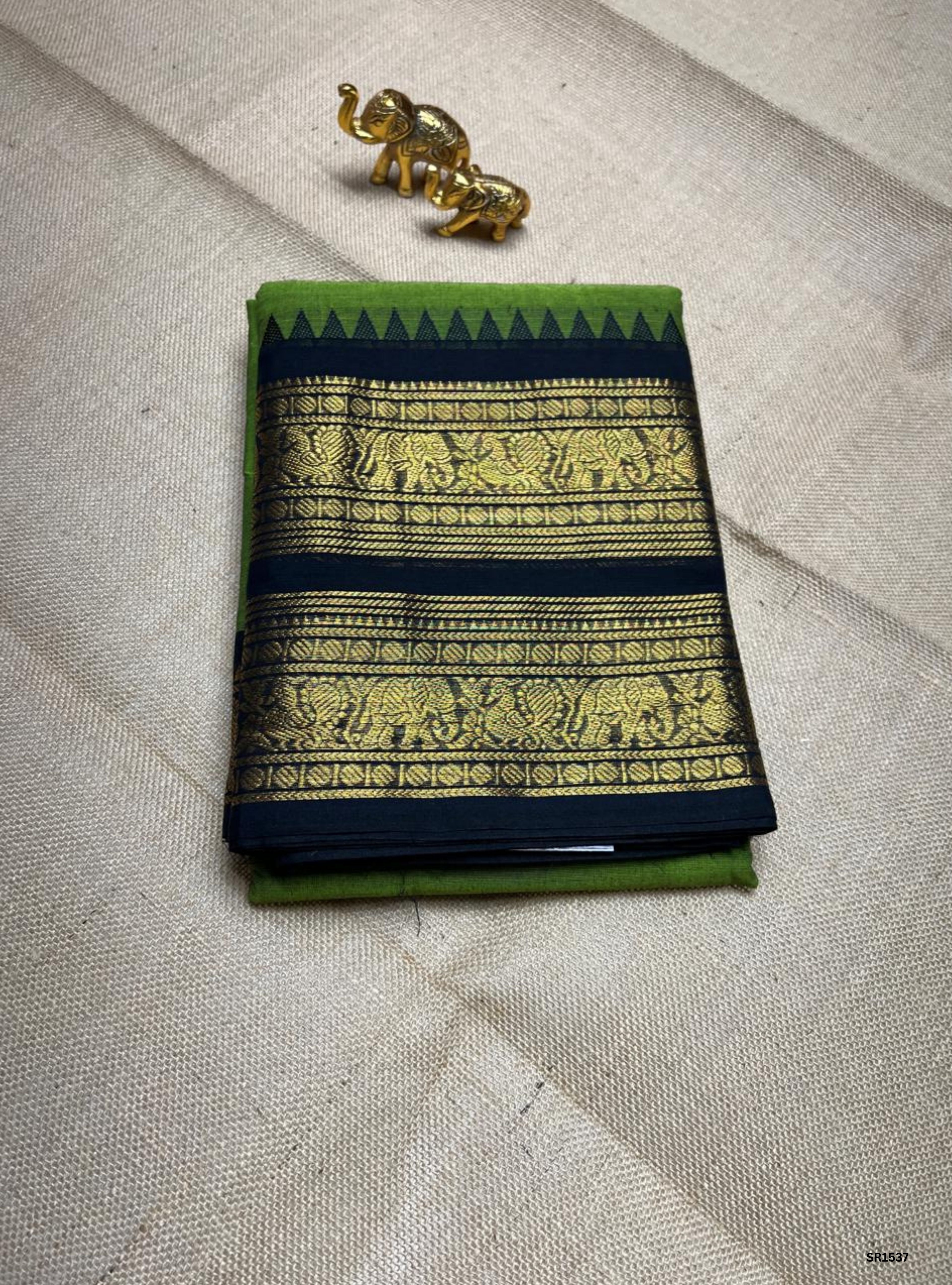 Green & Black - Kanchi Cotton Saree