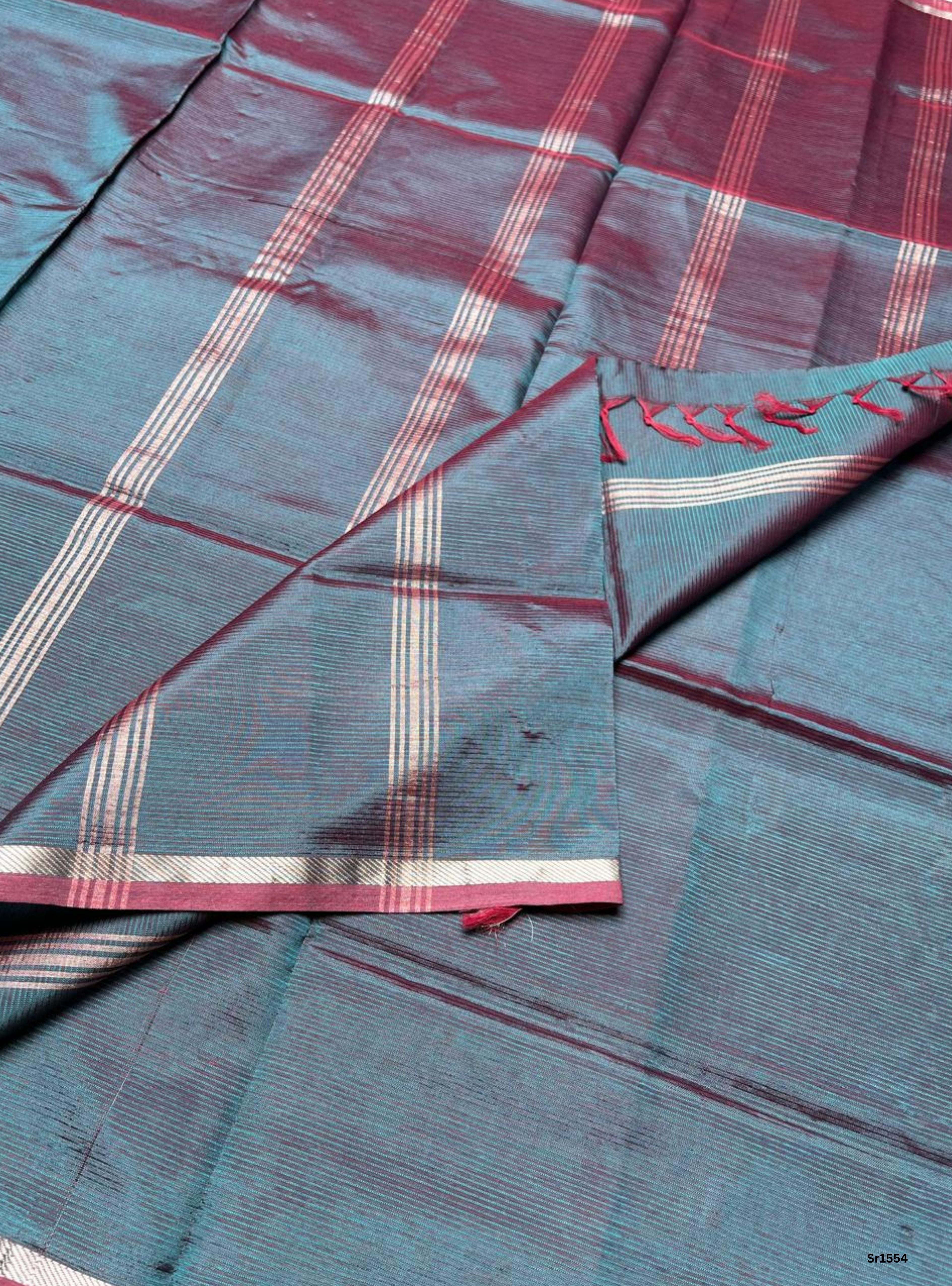 Teal - Mangalagiri Silk Cotton Saree