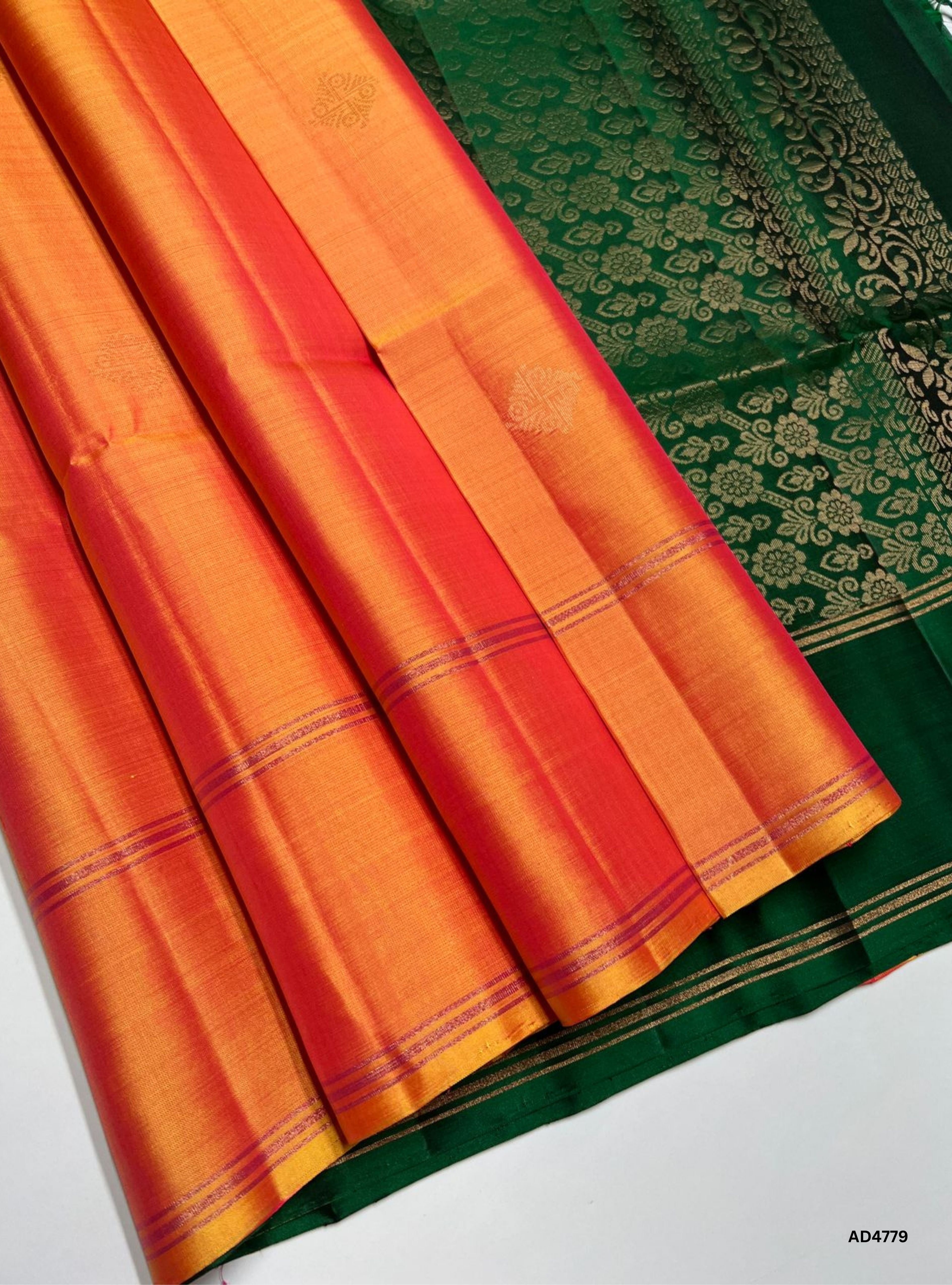 Dual Tone Yellow & Green - Soft Silk Saree