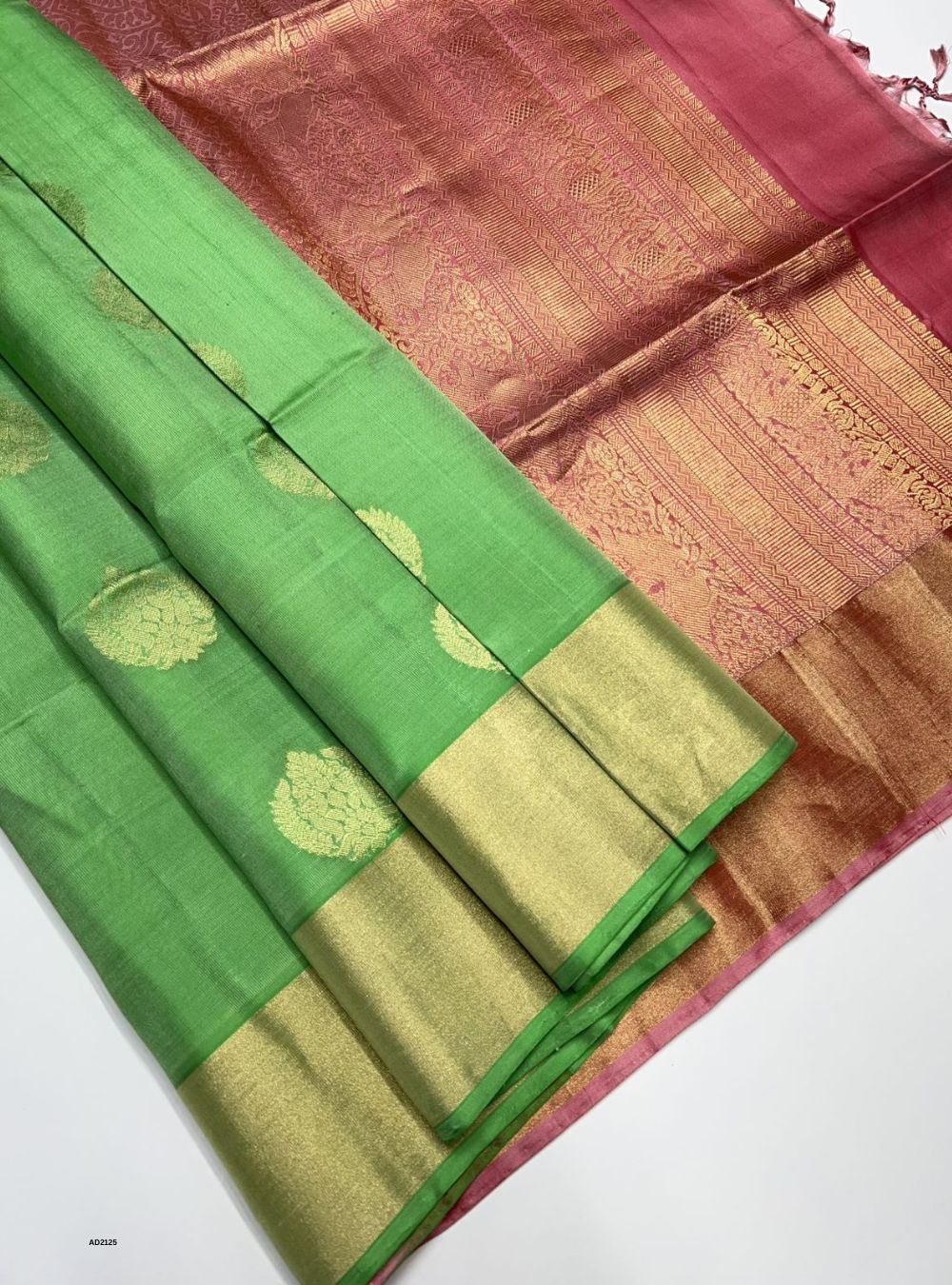 Green & Pink - Soft Silk Saree