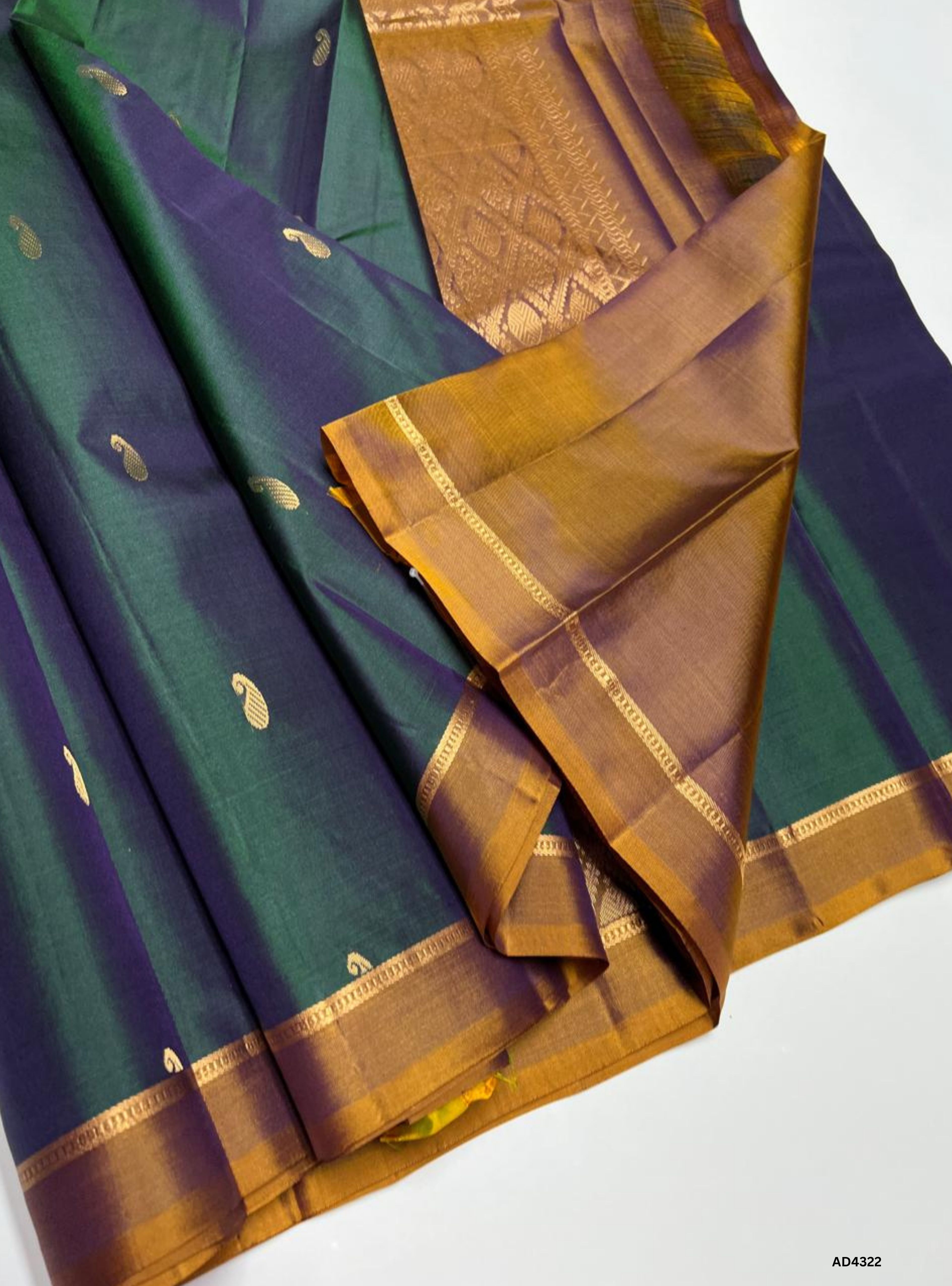 Dual Tone Green & Brown - Soft Silk Saree
