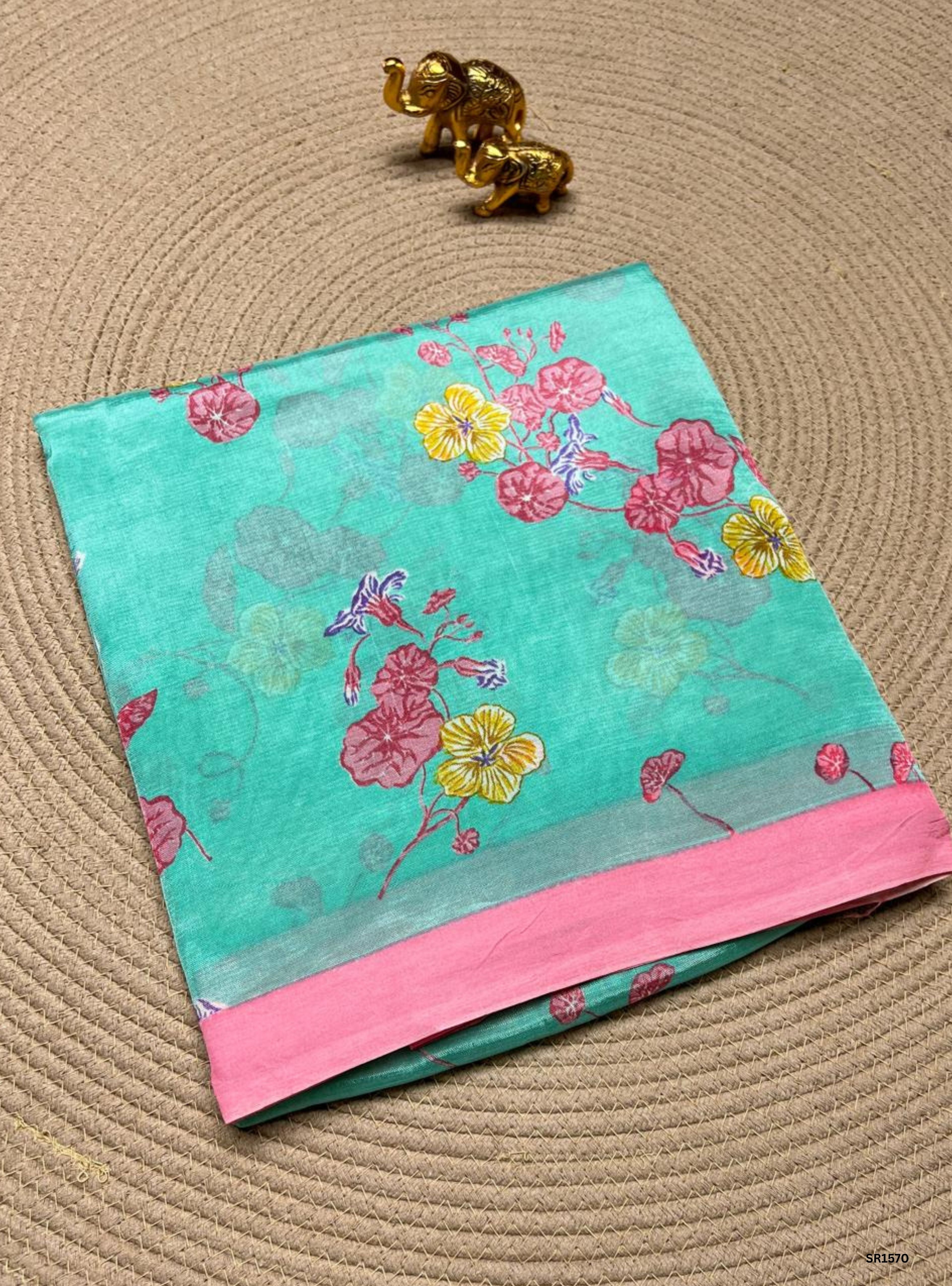 Turquoise - Mangalagiri Silk Saree