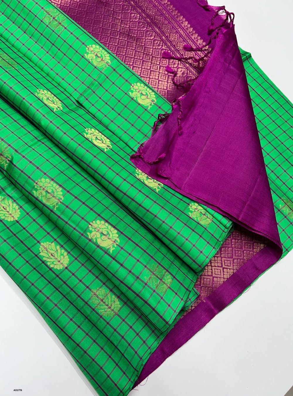 Green & Purple - Kanjeevaram Silk Saree