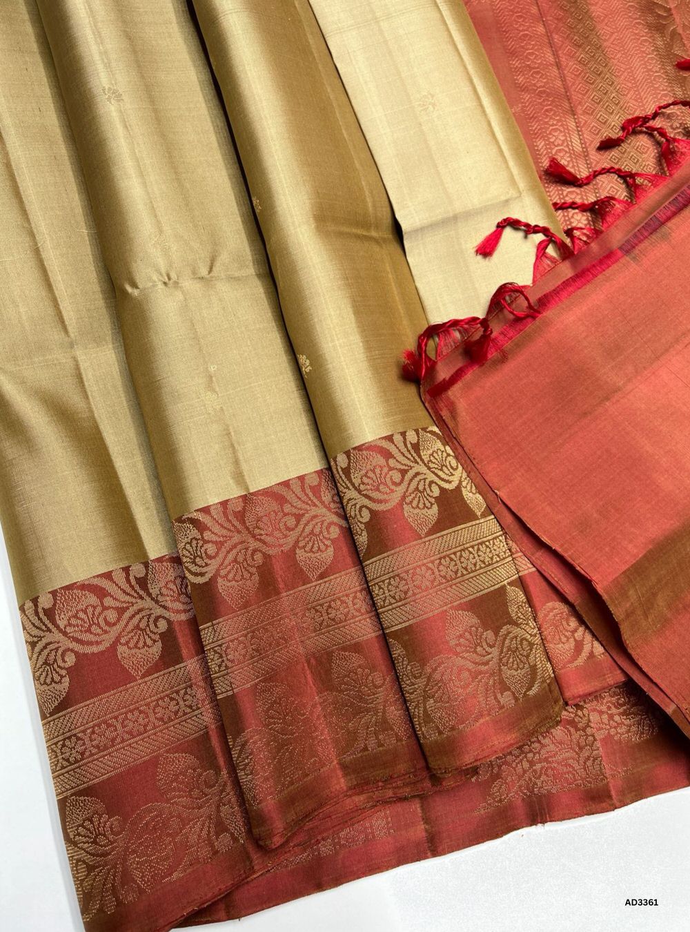Champagne & Brick - Soft Silk Saree