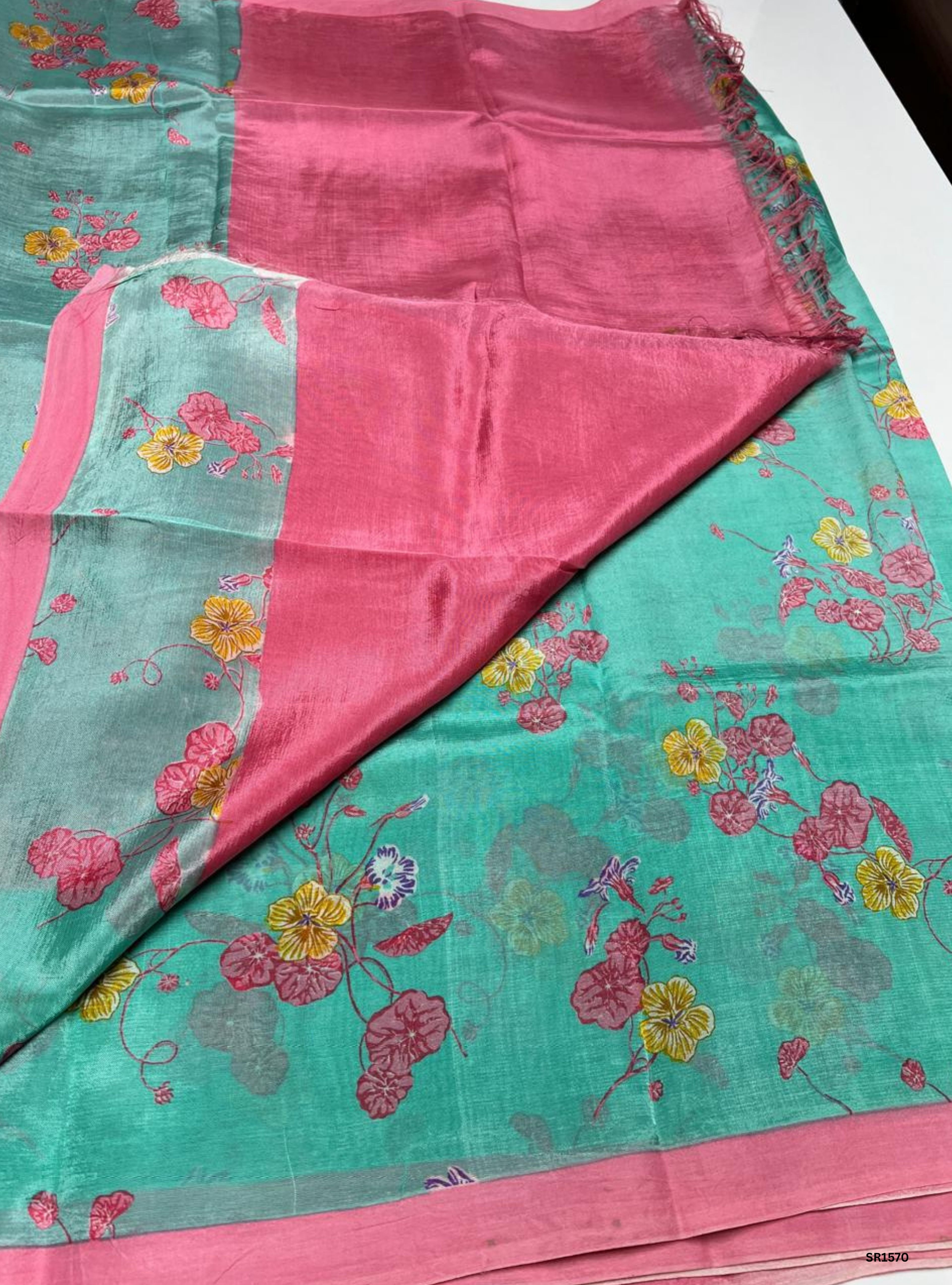 Turquoise - Mangalagiri Silk Saree