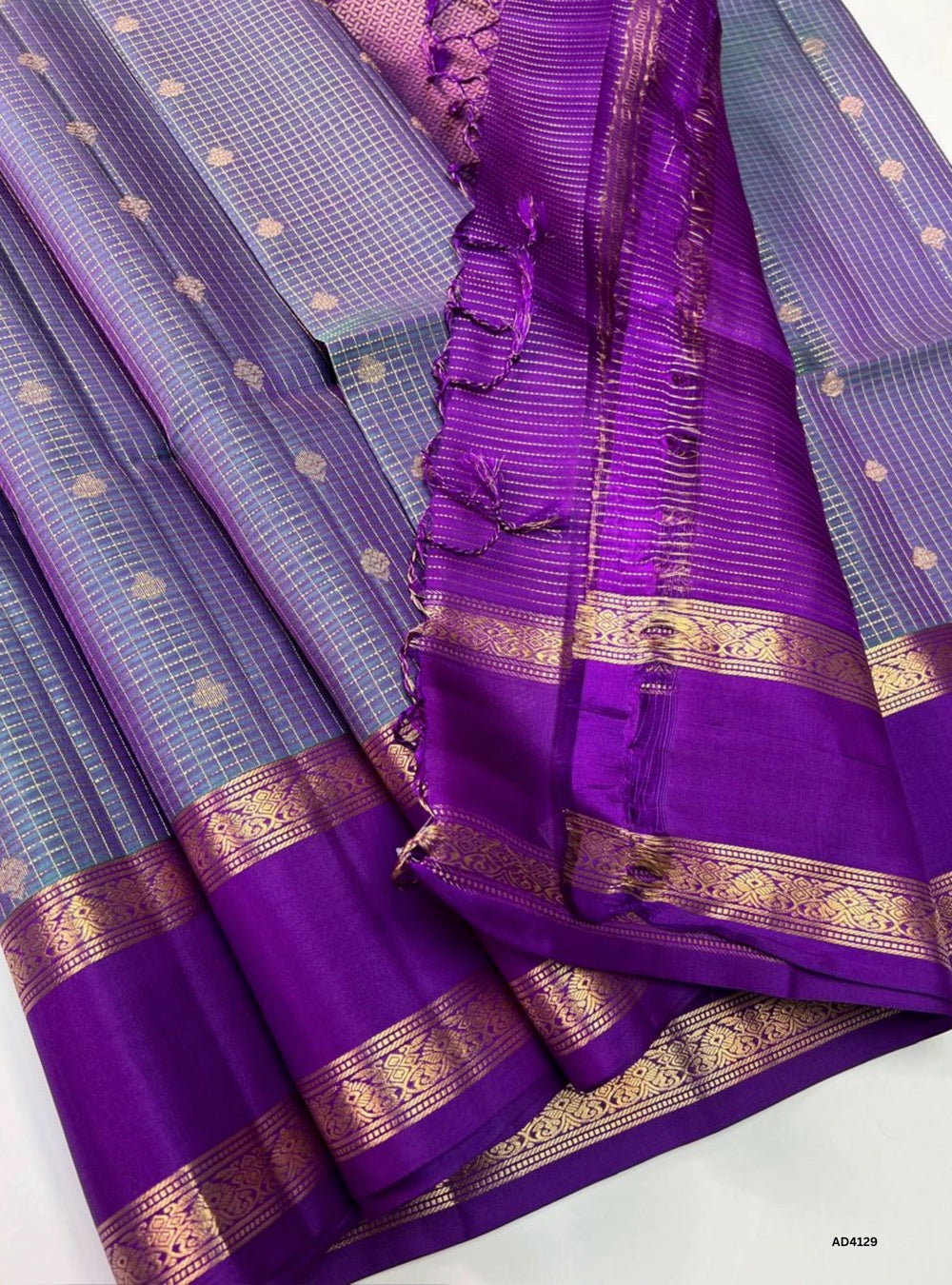 Dual Tone Purple & Purple - Checkered RettaPet Saree
