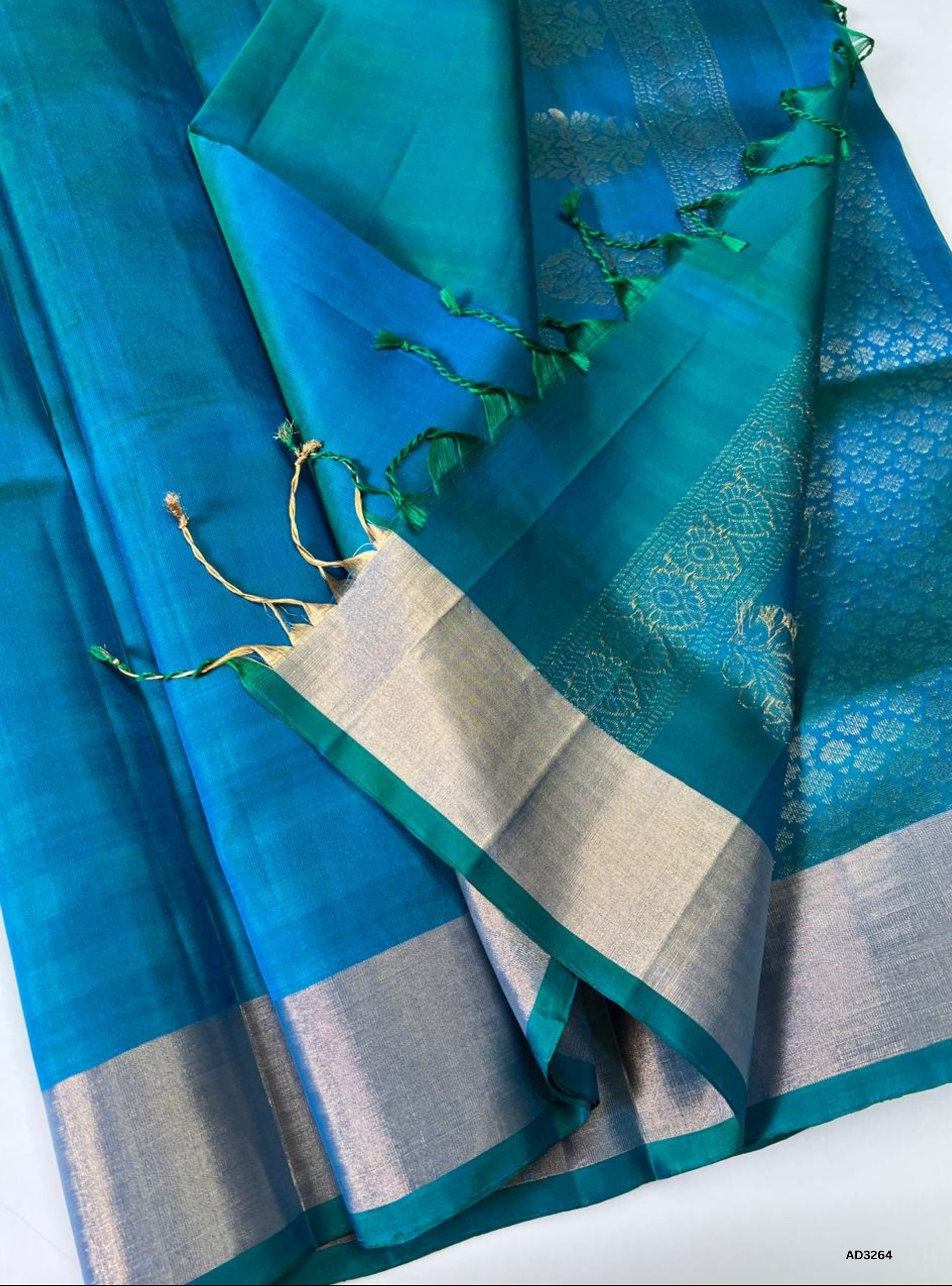Peacock Blue - Soft Silk Saree