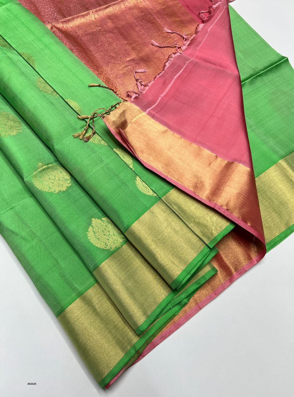 Green & Pink - Soft Silk Saree