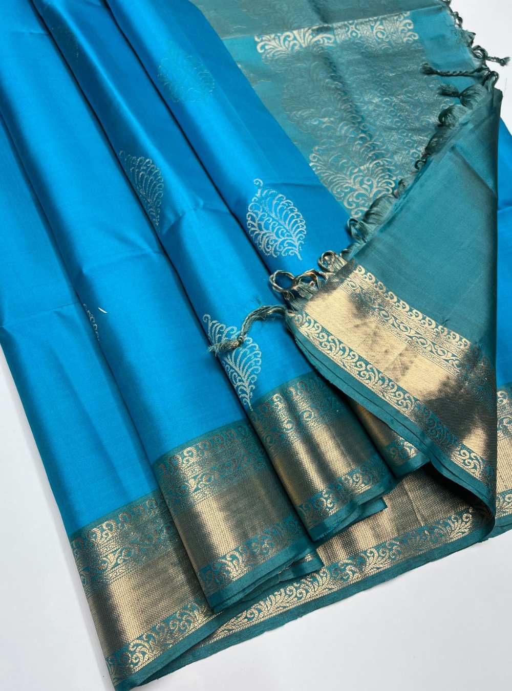 Sky Blue & Mint Blue - Soft Silk Saree