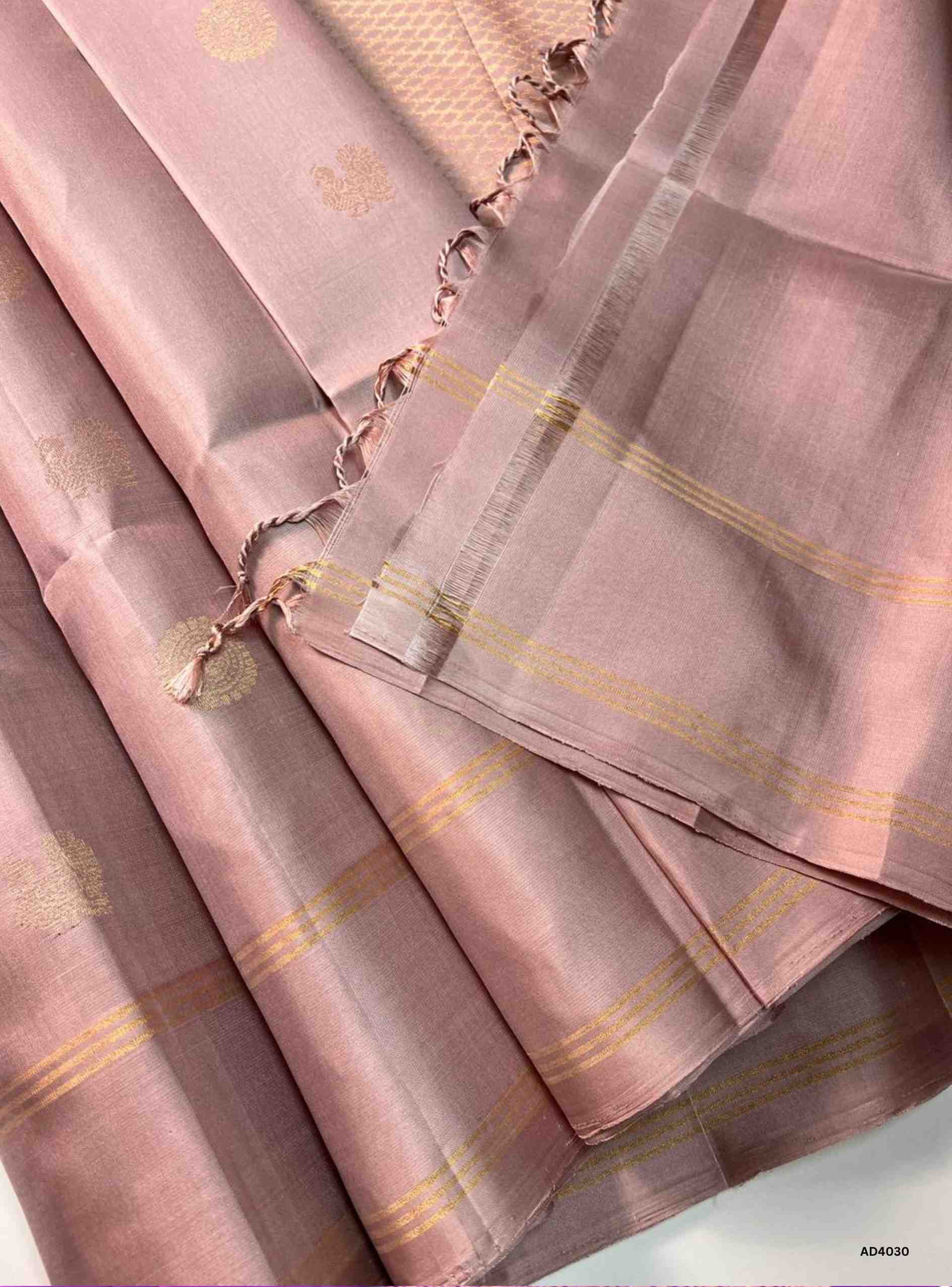 Cream Pink - Soft Silk Saree