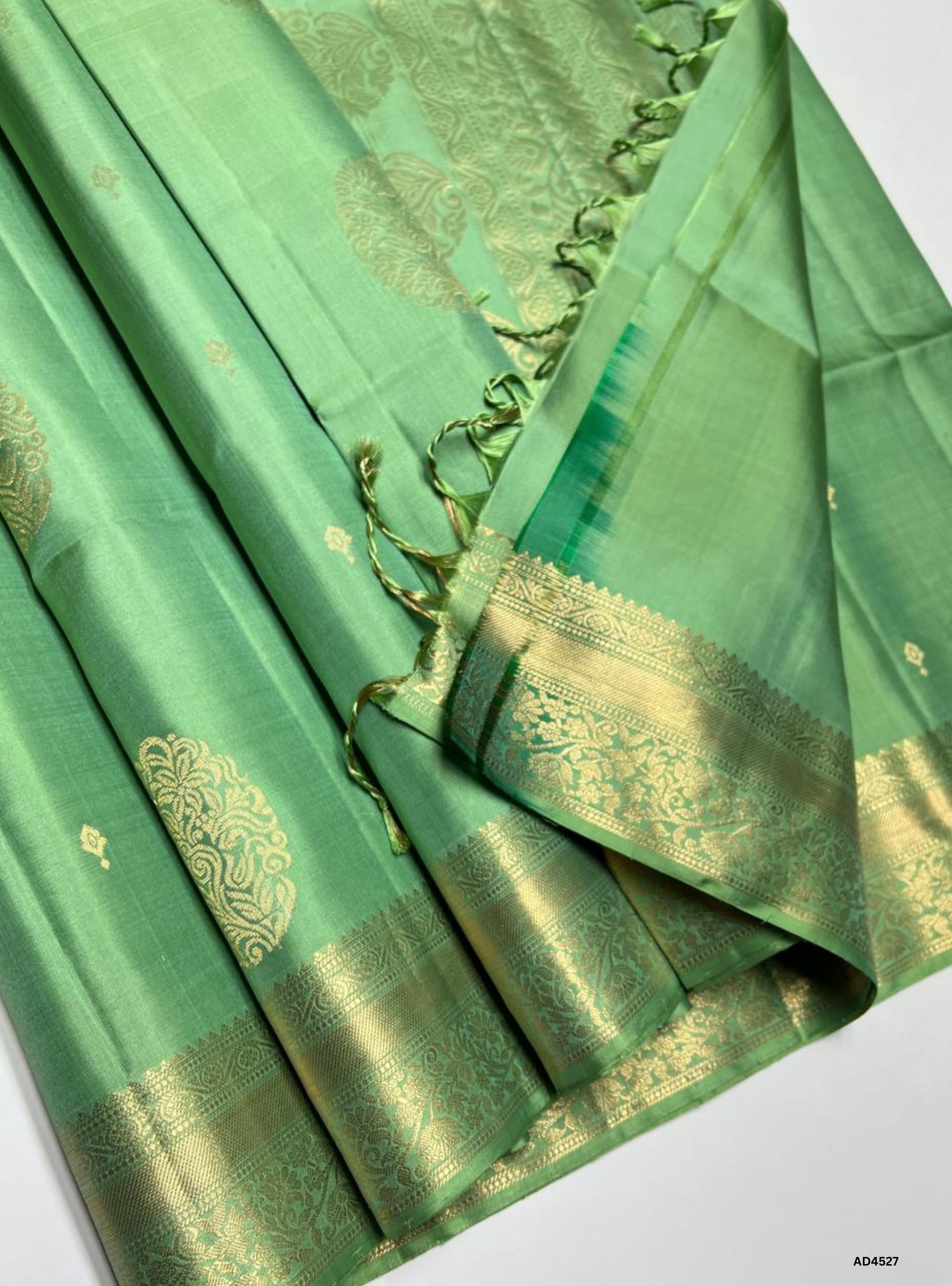Mint Green - Kanchi Border Soft Silk Saree