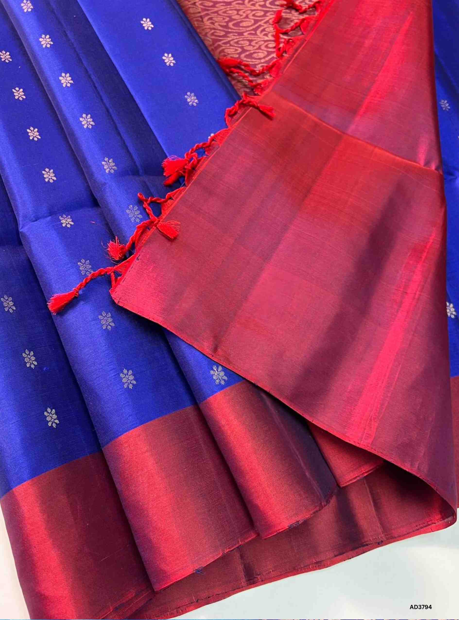 Royal Blue & Maroon - Soft Silk Saree