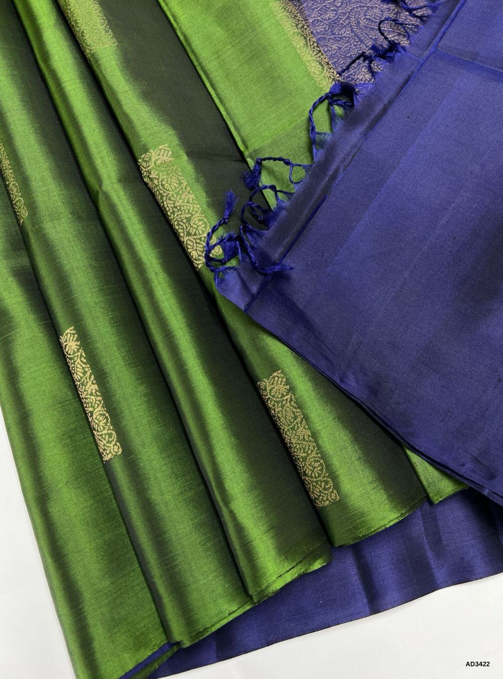 Dark Green & Dark Navy - Soft Silk Saree