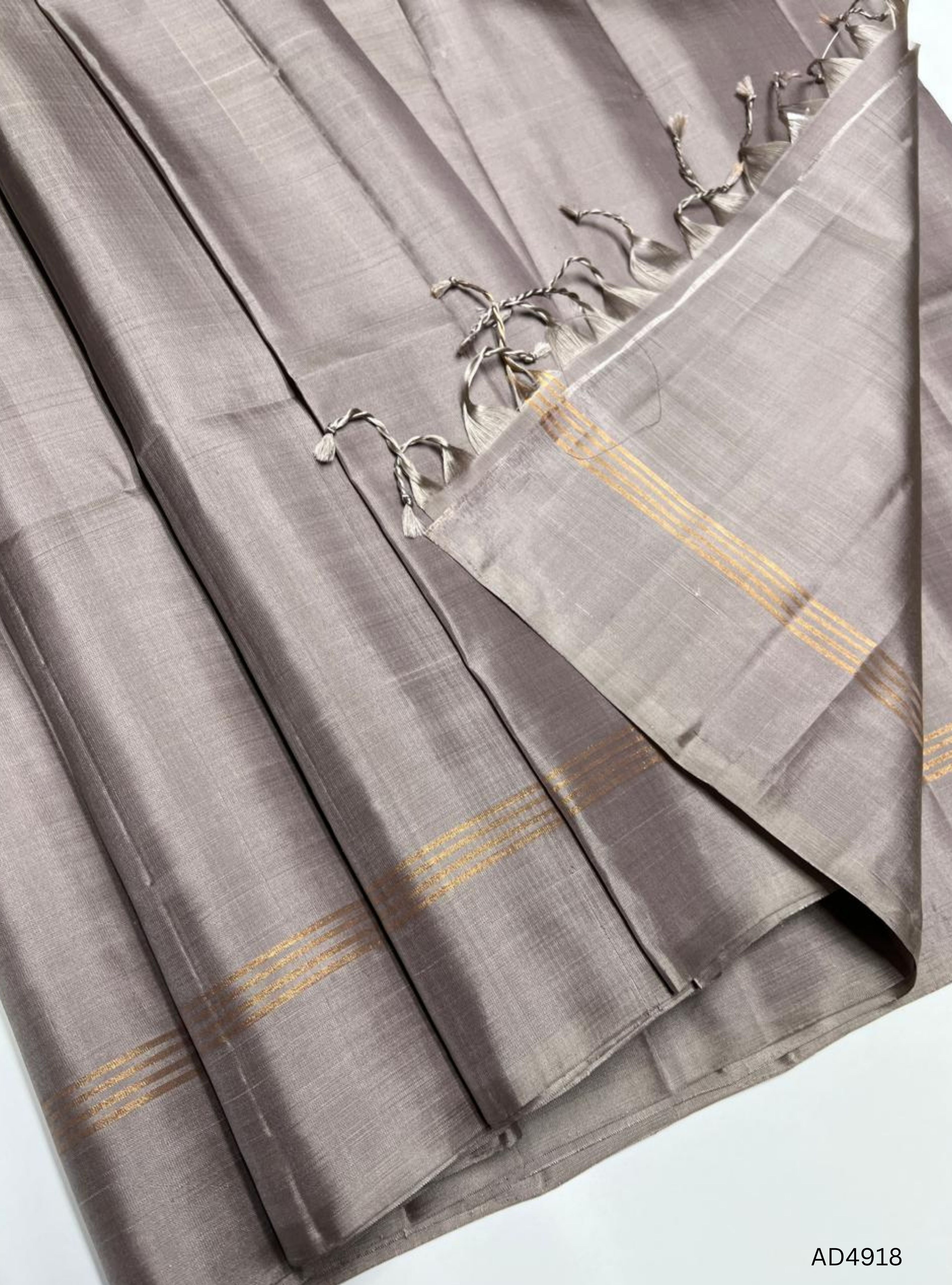 Grey - Plain Soft Silk Saree