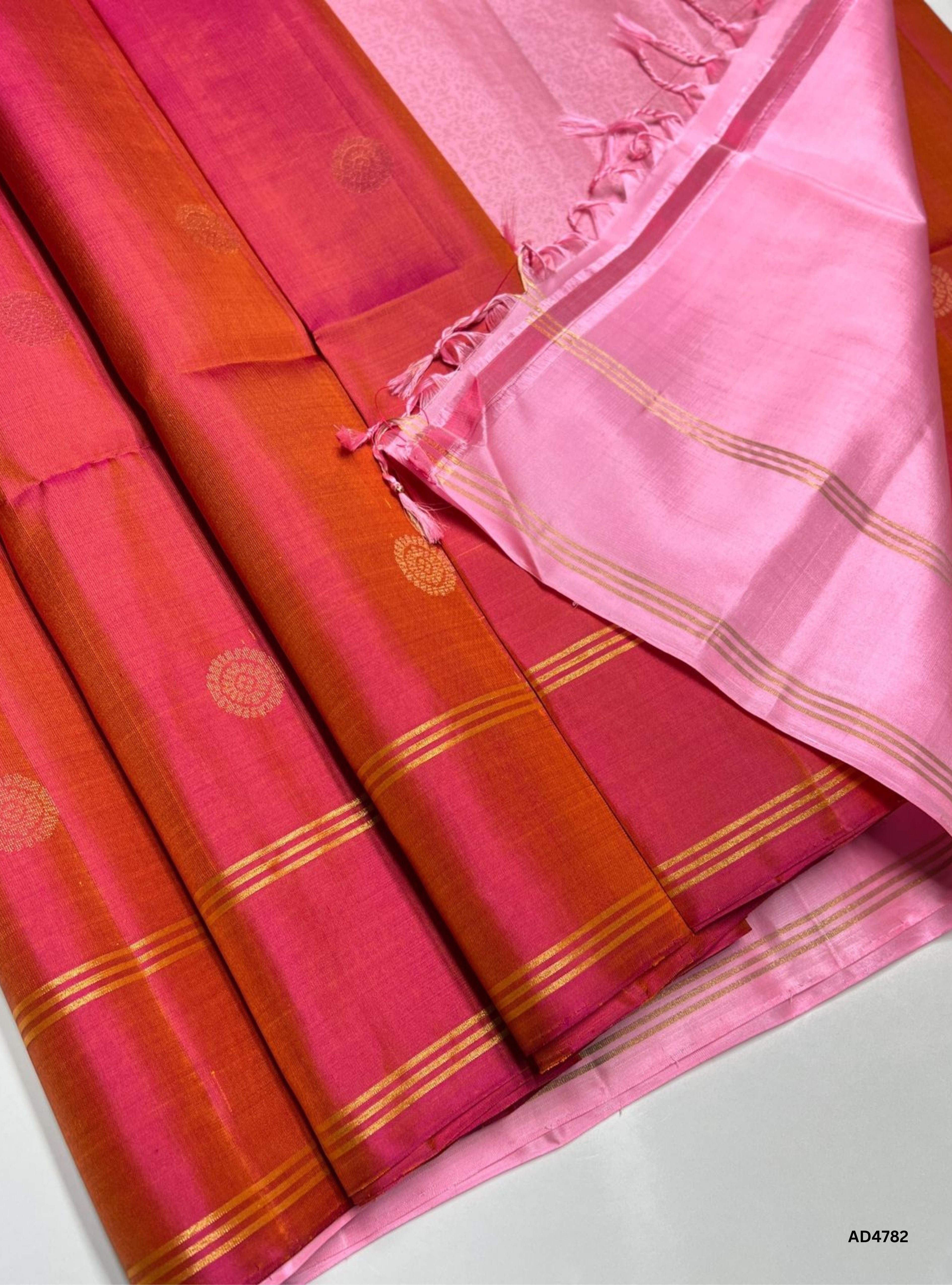 Orange & Pink - Soft Silk Saree
