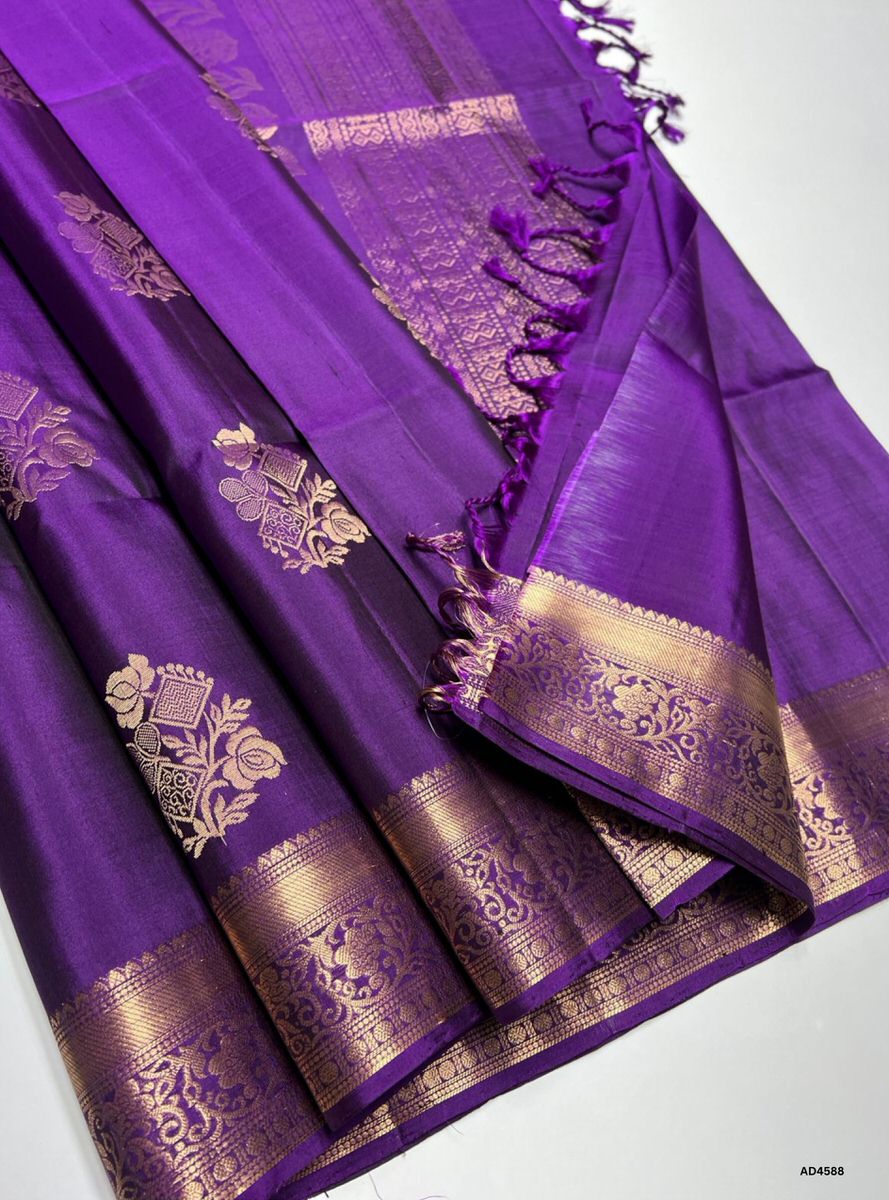 Purple - Kanchi Border Soft Silk Saree