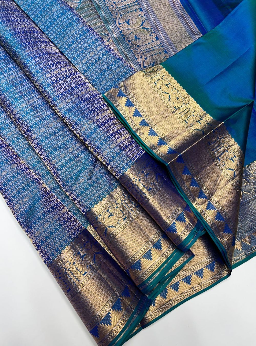 Peacock Blue - Soft Silk Saree