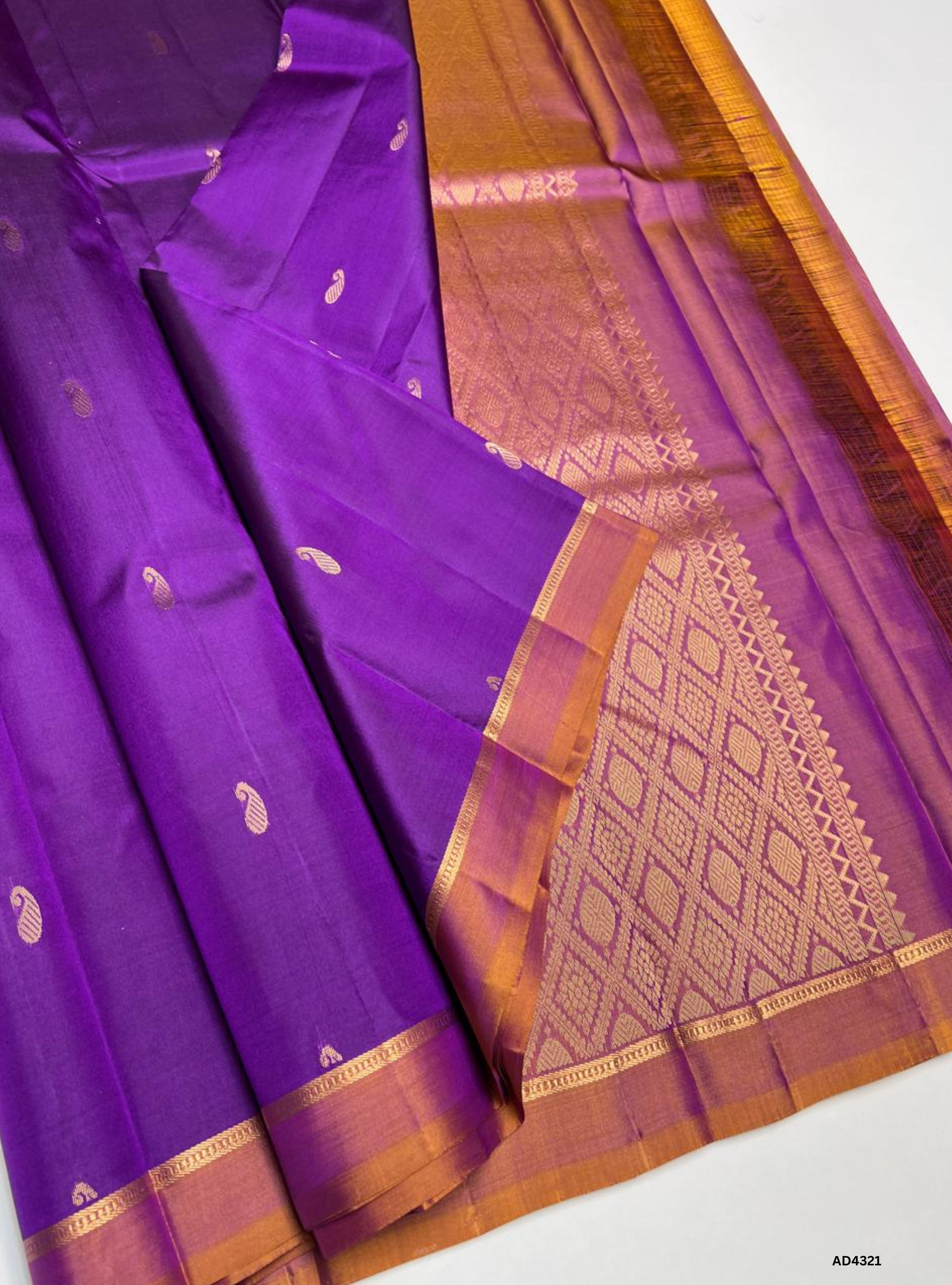 Purple & Apricot - Soft Silk Saree