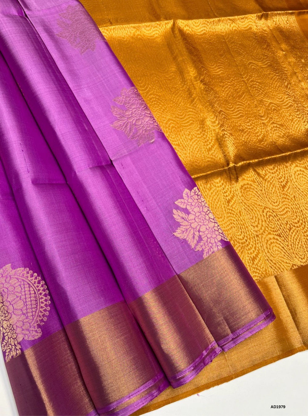 Lavender & Mustard Yellow - Soft Silk Saree