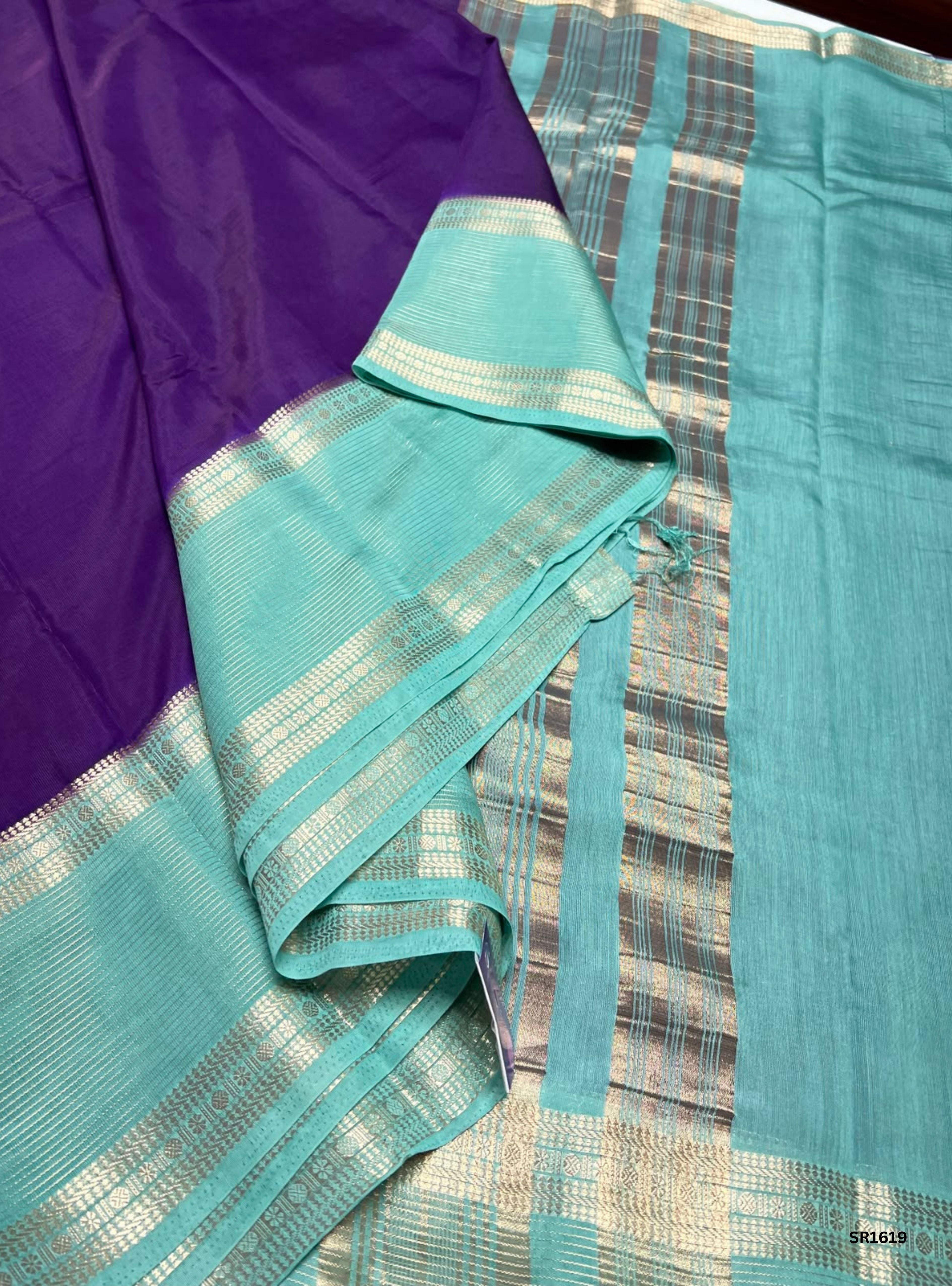 Purple & Mint Green - Binny Silk Saree