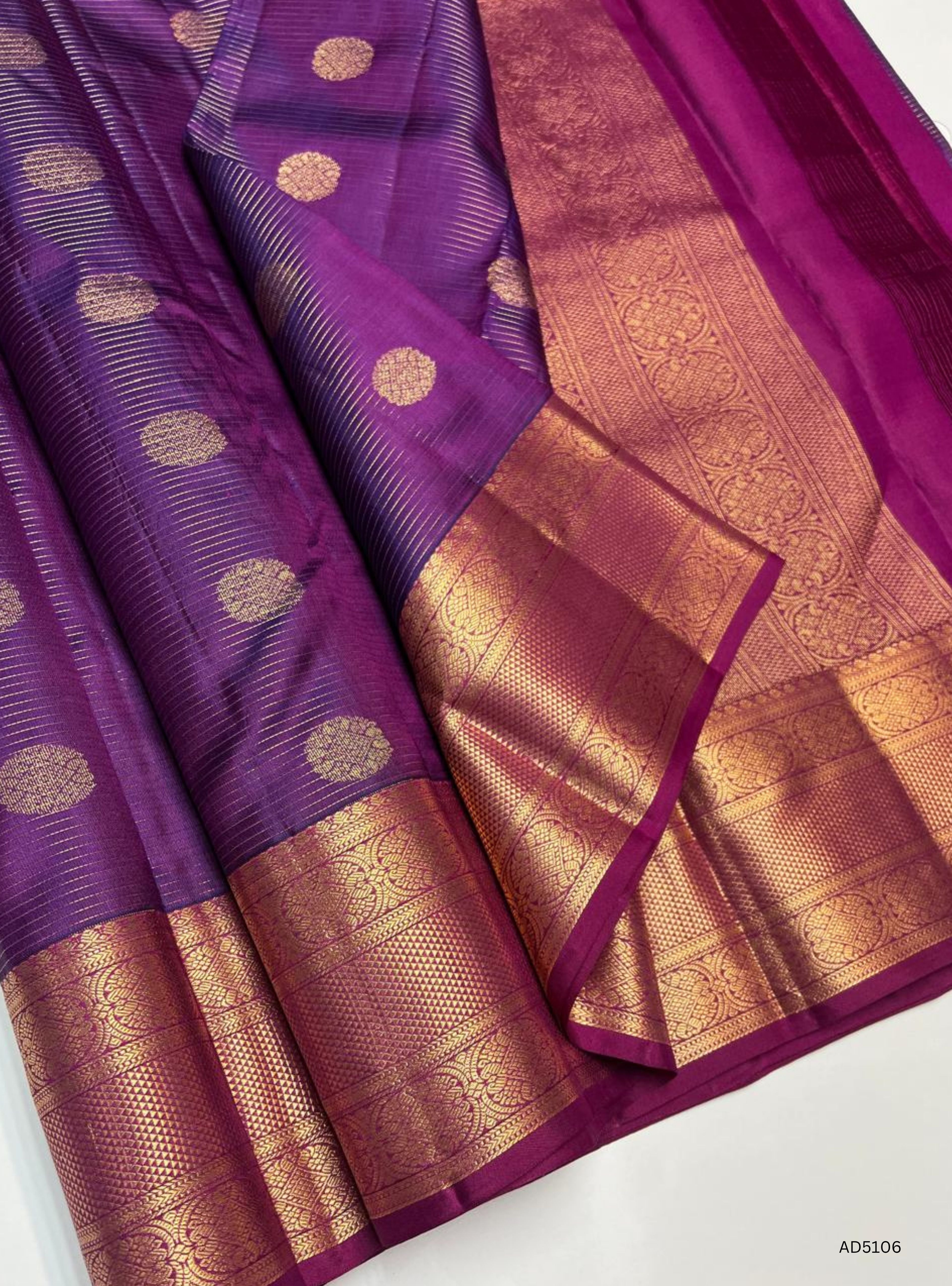 Purple - Kanchi Border Soft Silk Saree