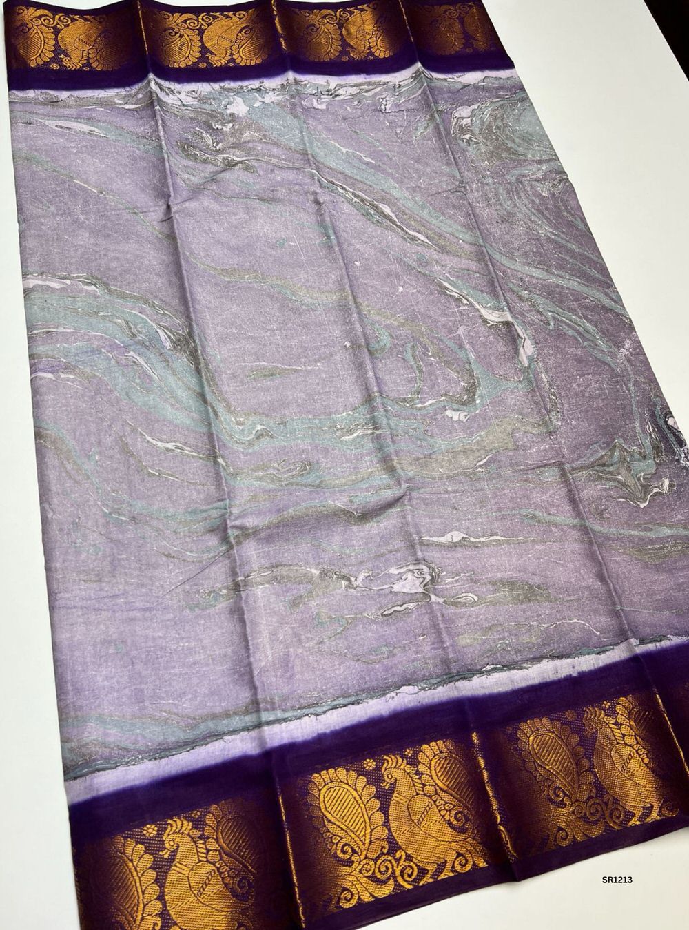 Lavender & Purple - Marble Print Chungudi Cotton