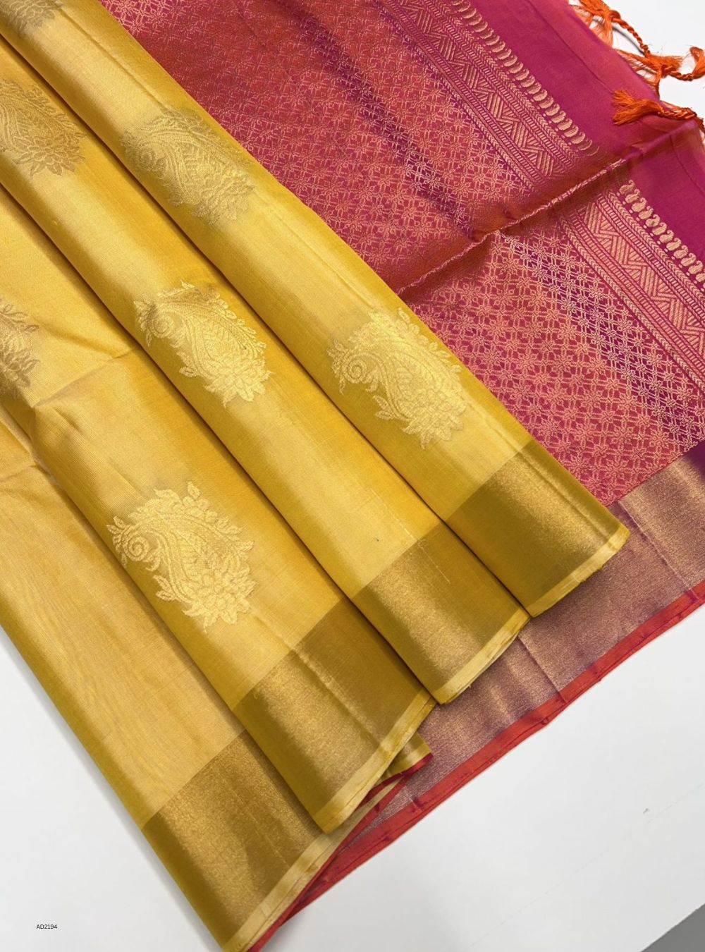 Sandal & Orangish Pink - Soft Silk Saree