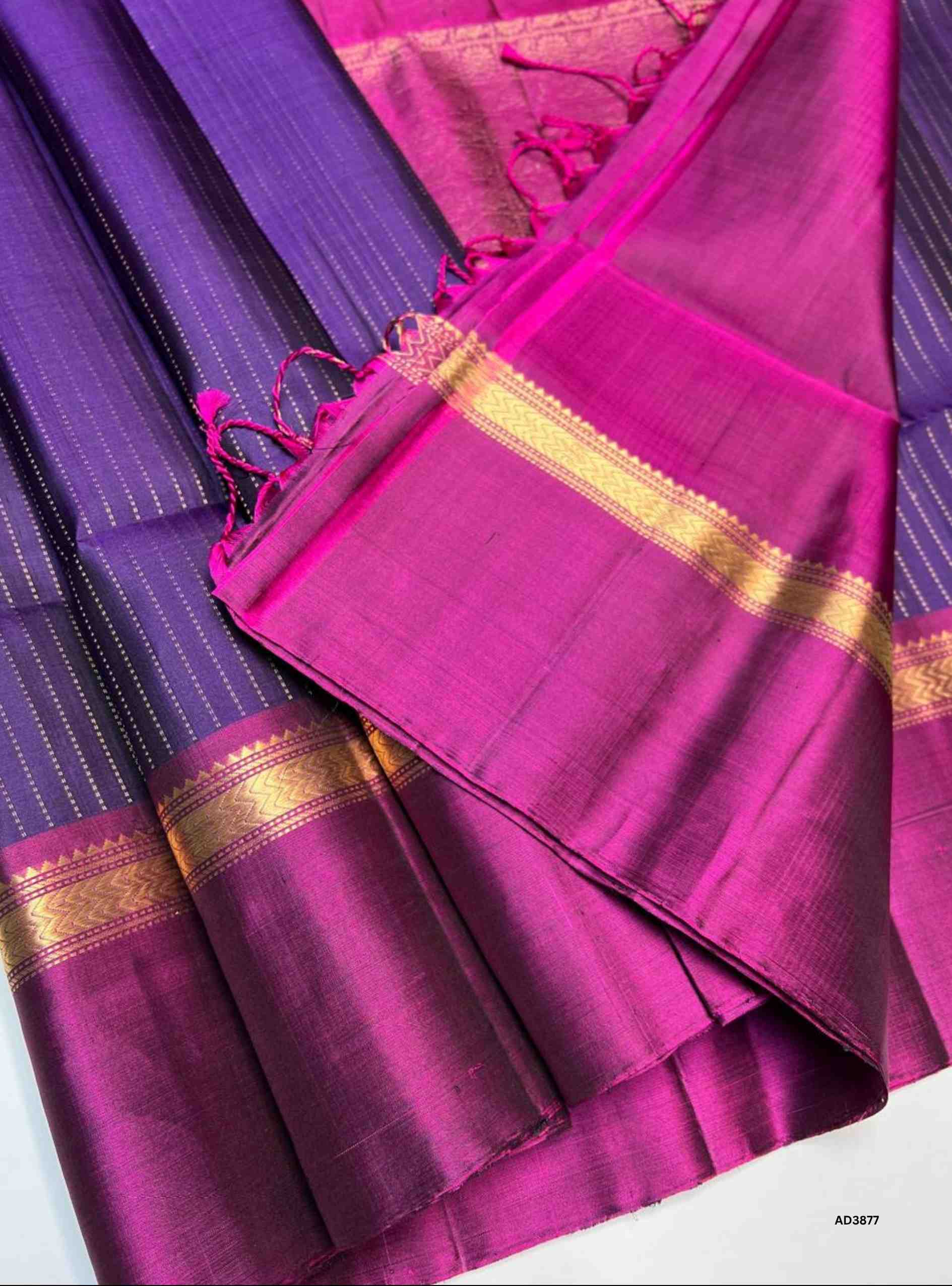 Purple & Meganta - Vairoosi Kanchi Border Soft Silk Saree