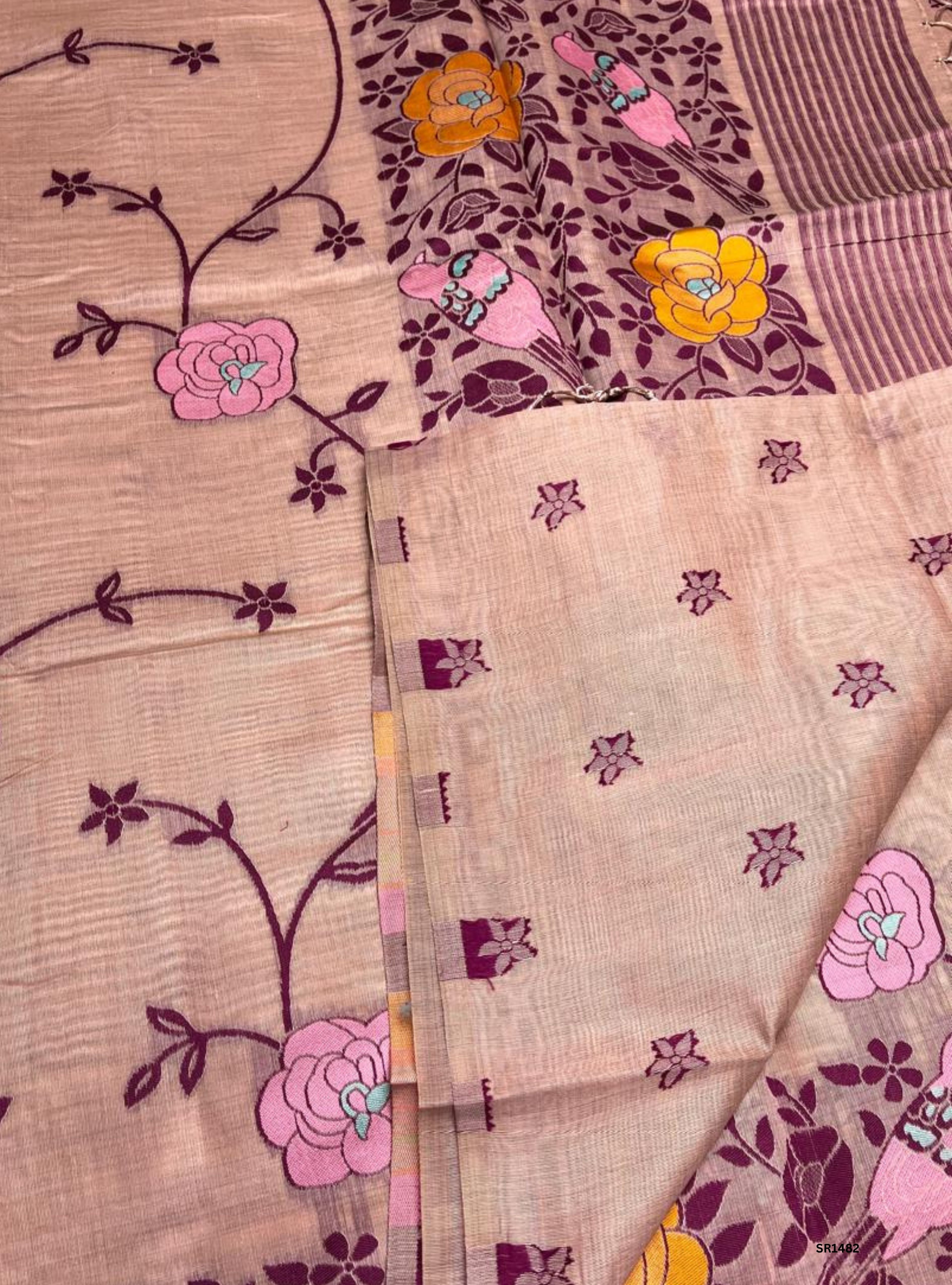 Peach - Soft Cotton Saree