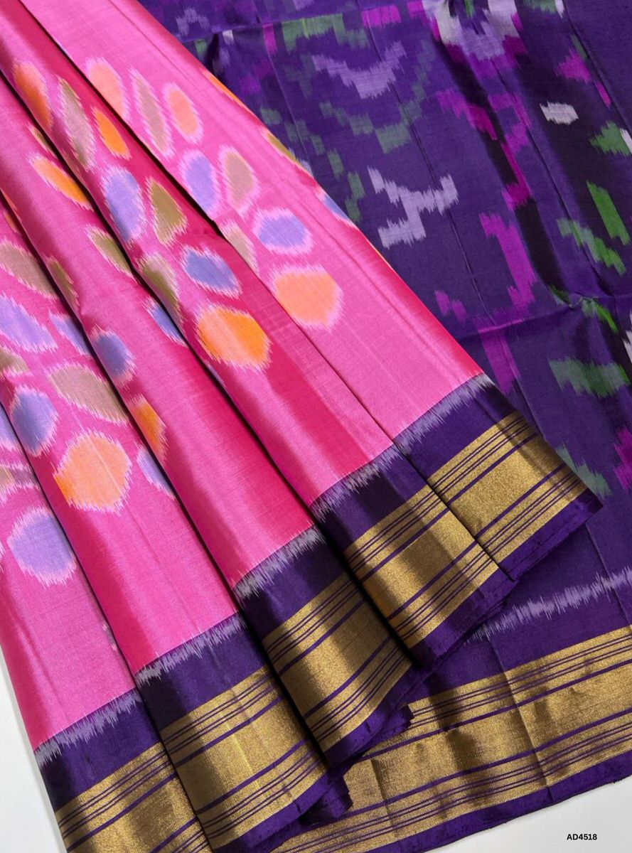 Pink & Purple - Pochampally Soft Silk saree