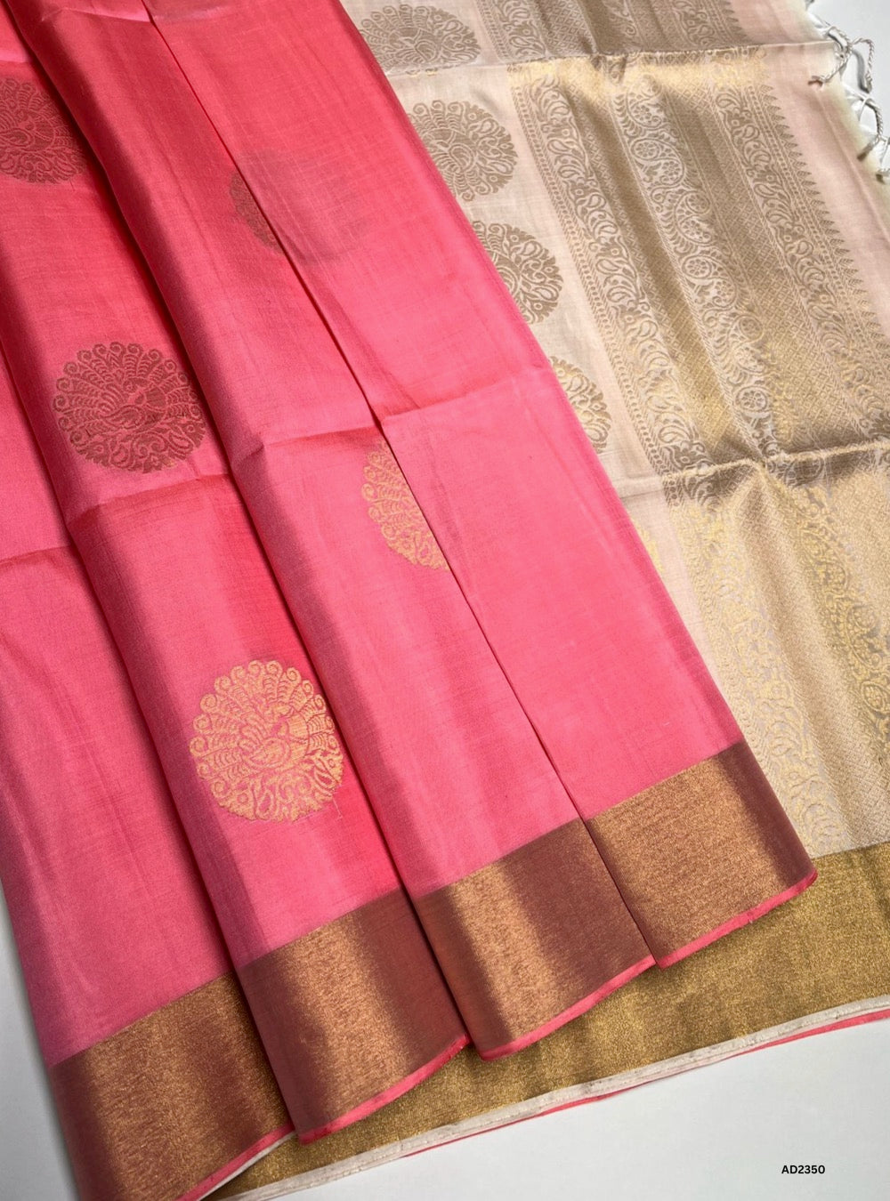 Baby Pink & Modish white- Soft Silk Saree