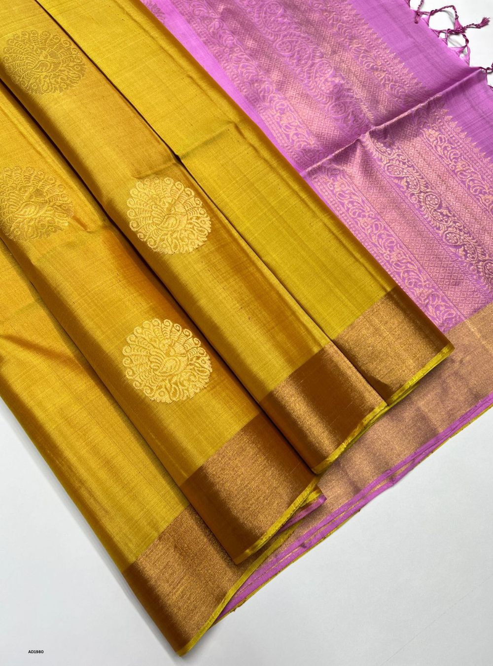 Gold & Baby Pink  - Soft Silk Saree