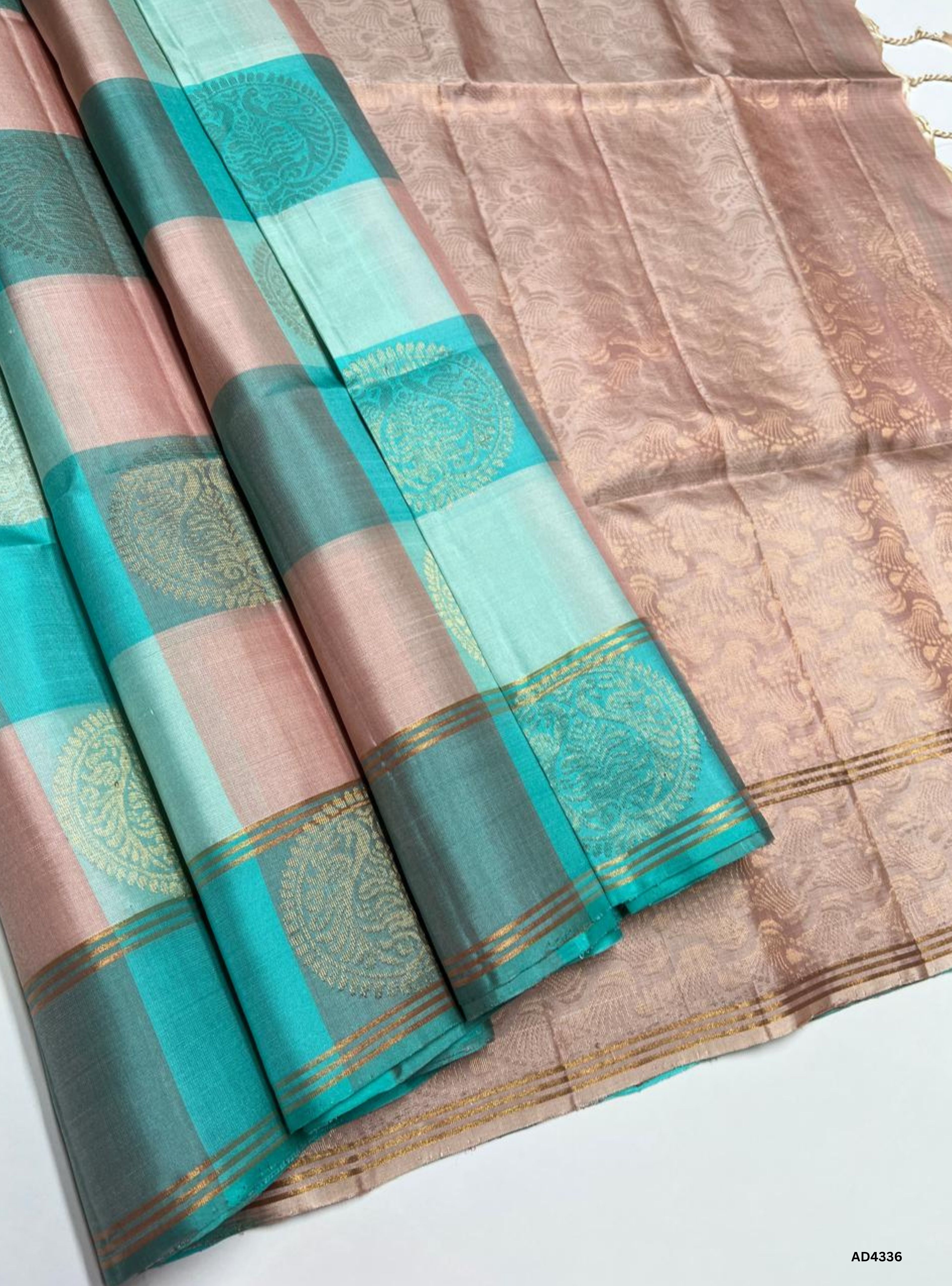 Sky Blue & Beige - Pazhum Pazhamum Soft Silk Saree
