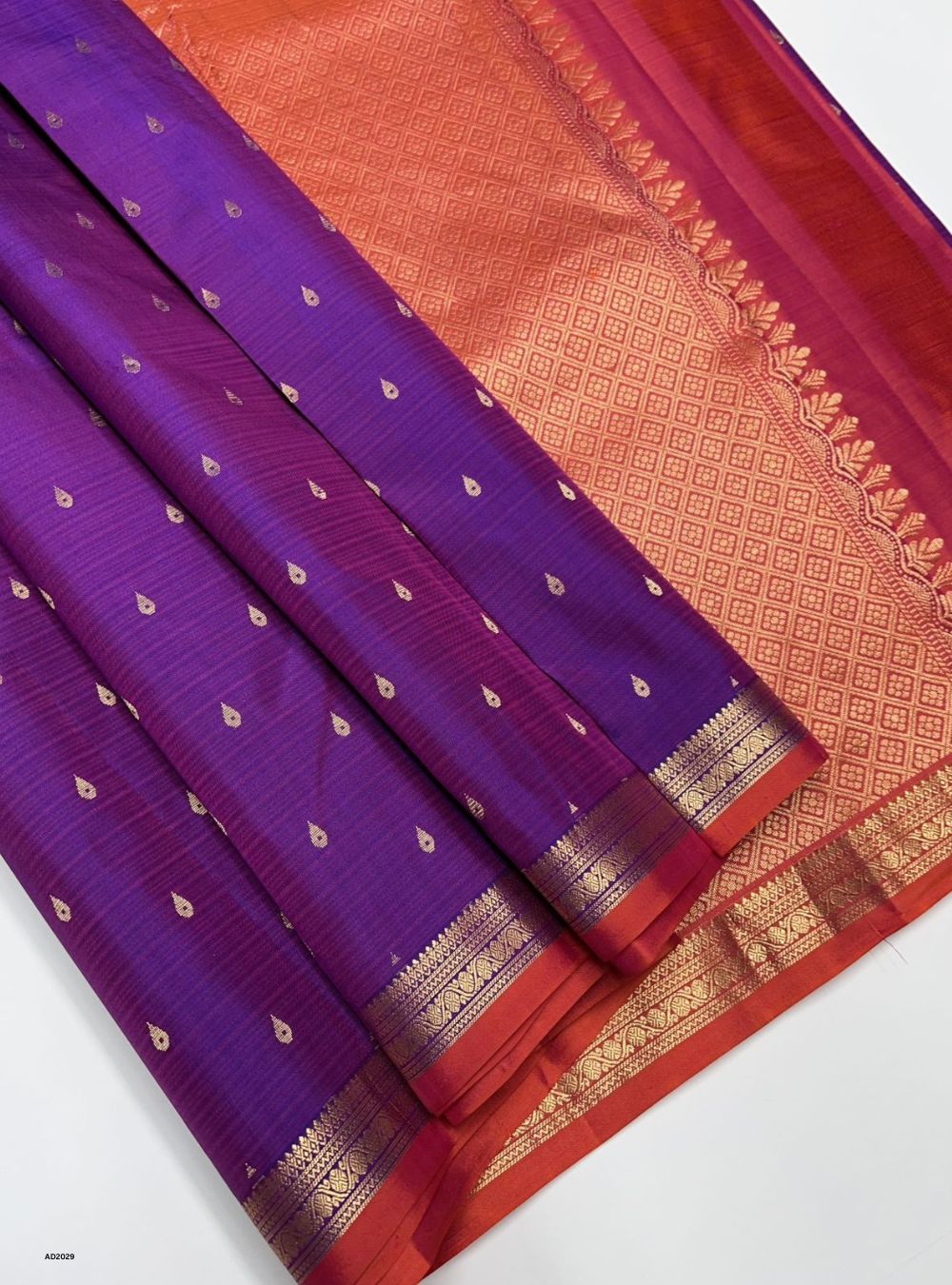 Purple & Orange - Soft Silk Saree