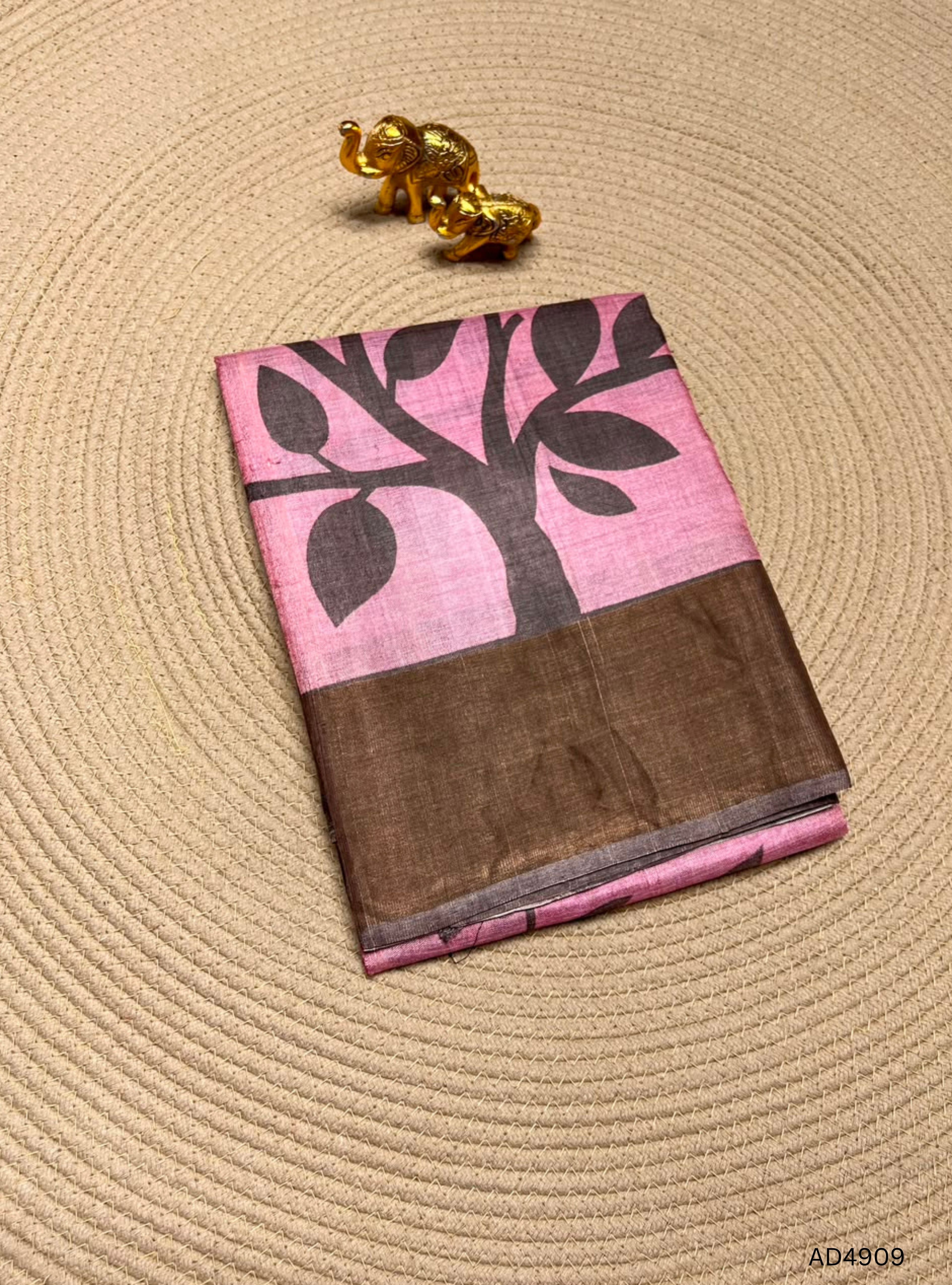 Pink & Brown - Pure Desi Tussar Saree