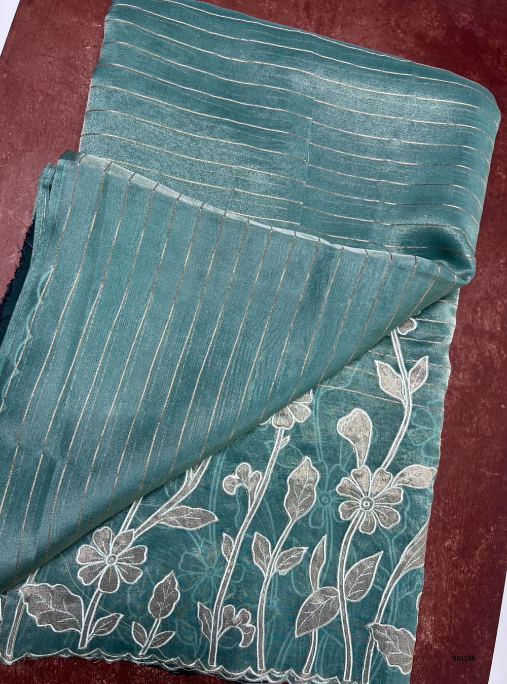 Sea Green - Tissue Georgette with Applique Work