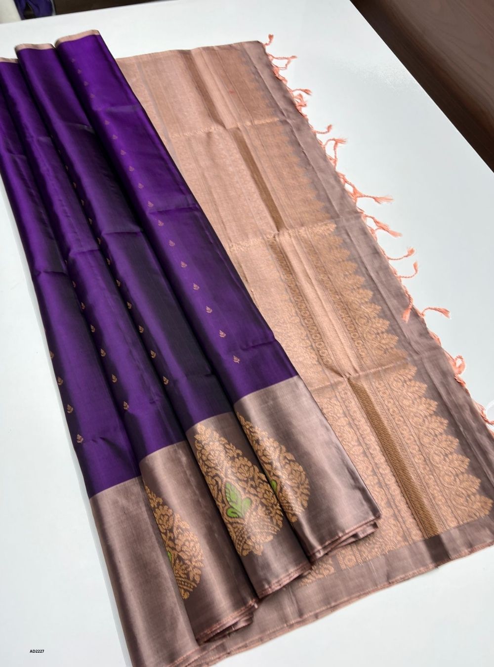 Violet & Bronze - Soft Silk Saree