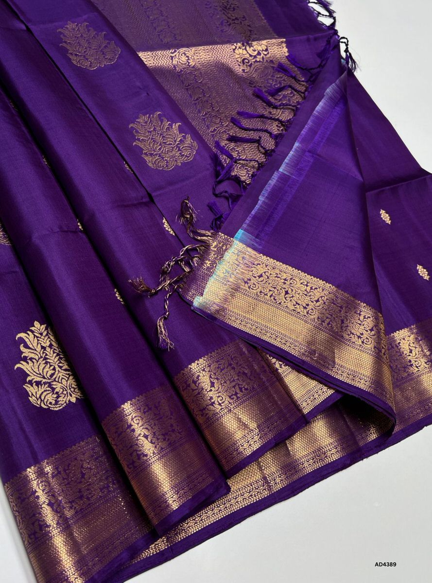 Purple - Kanchi Border Soft Silk Saree