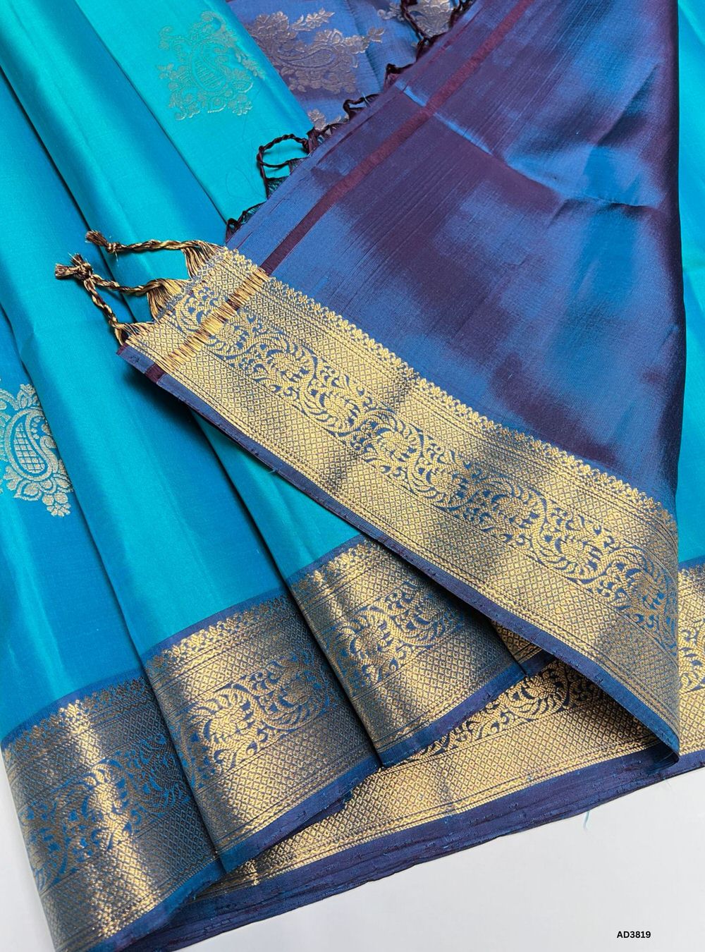Blue Combo - Kanchi Border Soft Silk Saree
