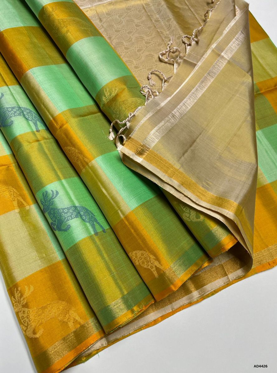 Pista Green & Beige - Pazhum Pazhamum Soft Silk Saree