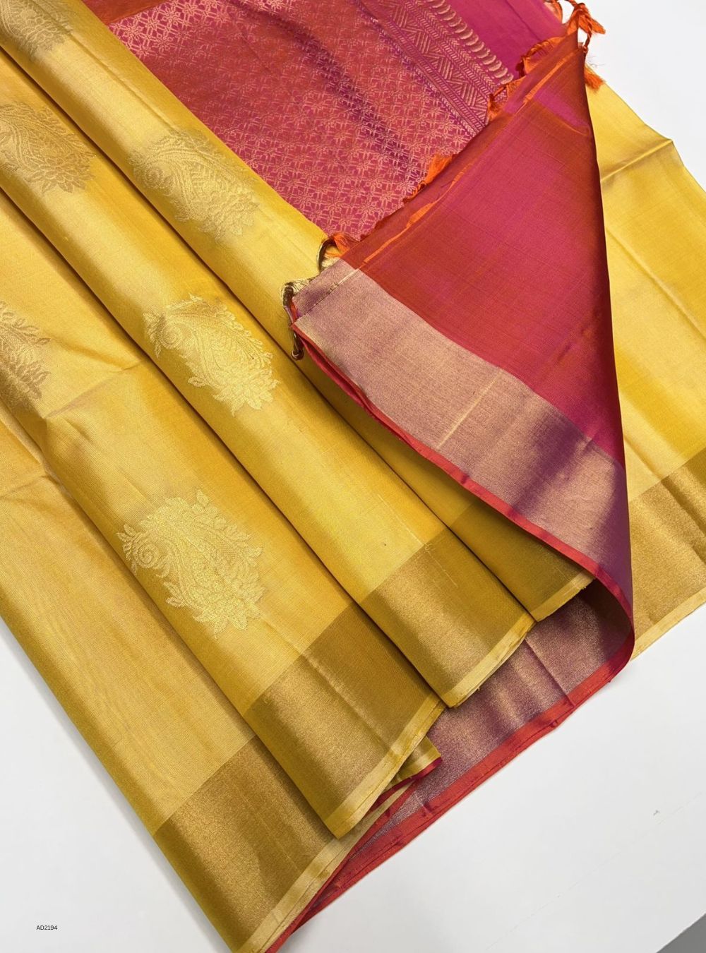 Sandal & Orangish Pink - Soft Silk Saree