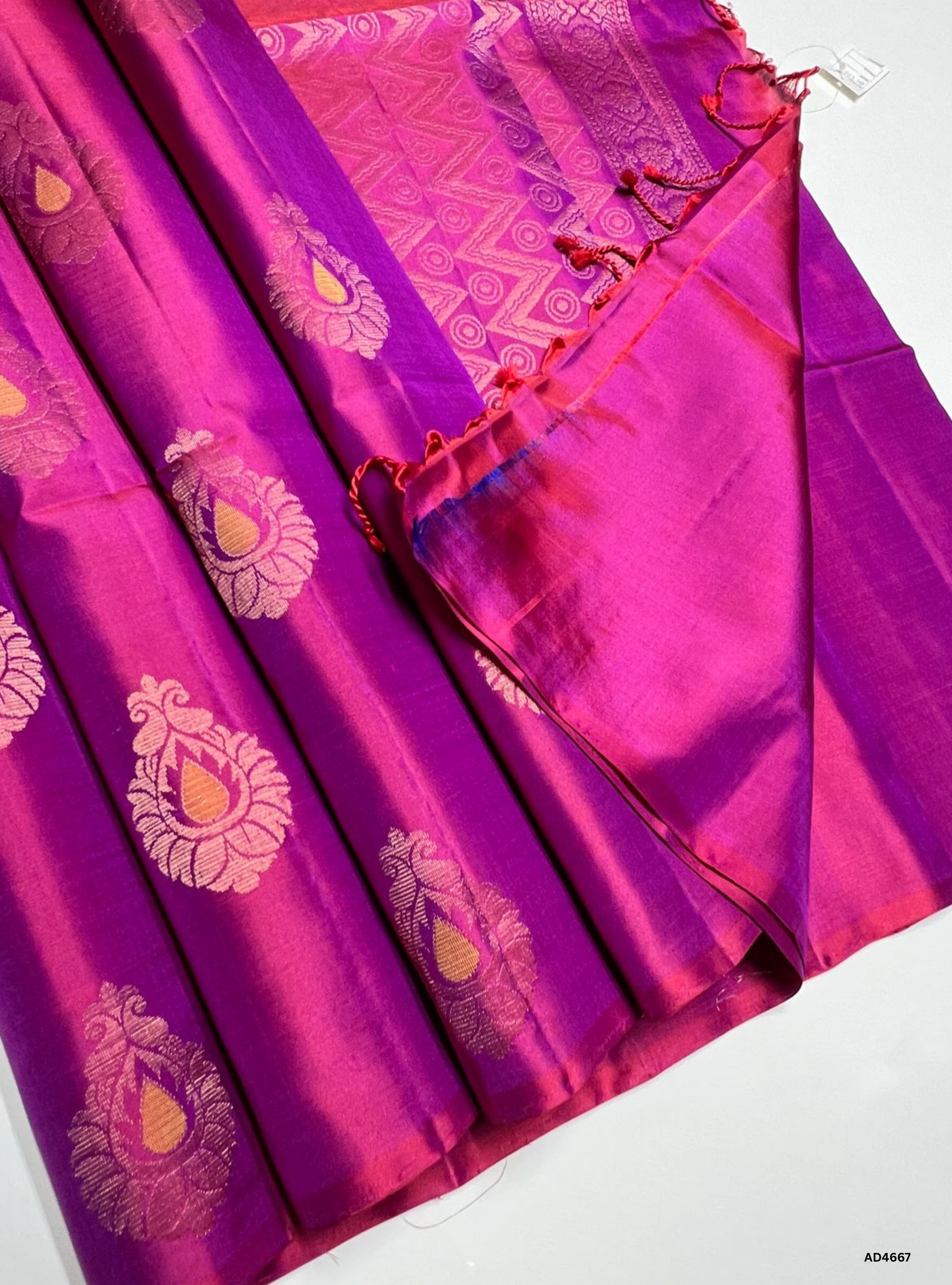 Purplish Red - Soft Silk Saree